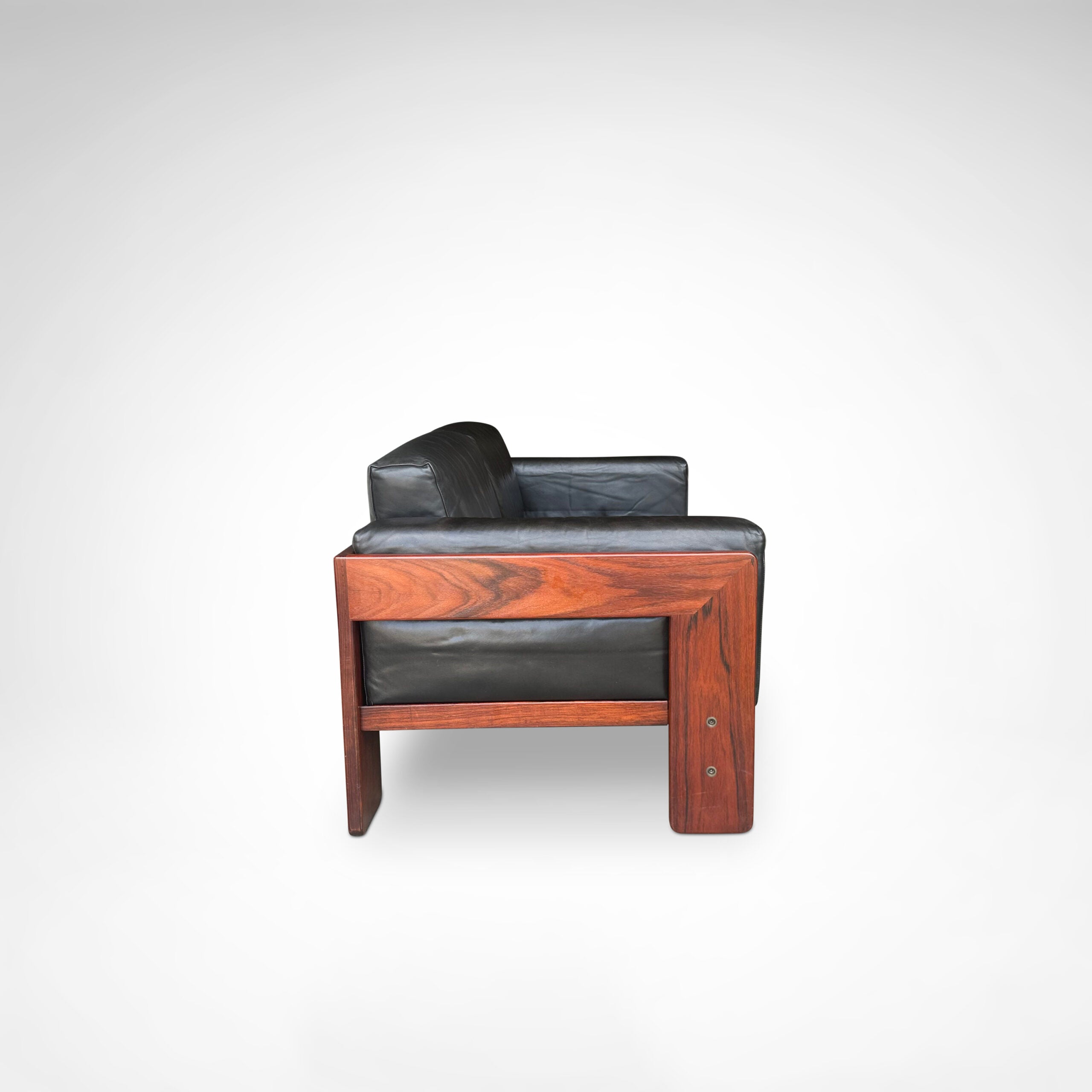 Bastiano 2-Seater Rosewood and Leather Sofa by Afra & Tobia Scarpa for Knoll International, 1980s — view 9