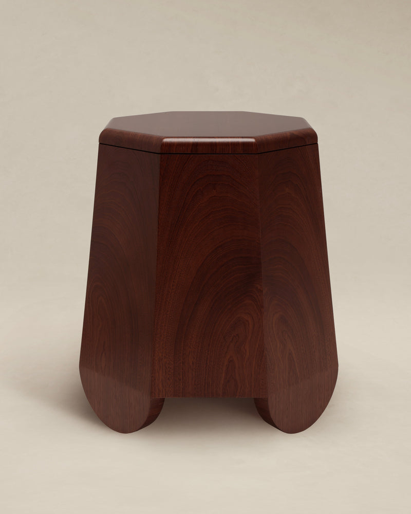 Chatior Side Table — front view of rich mahogany finish
