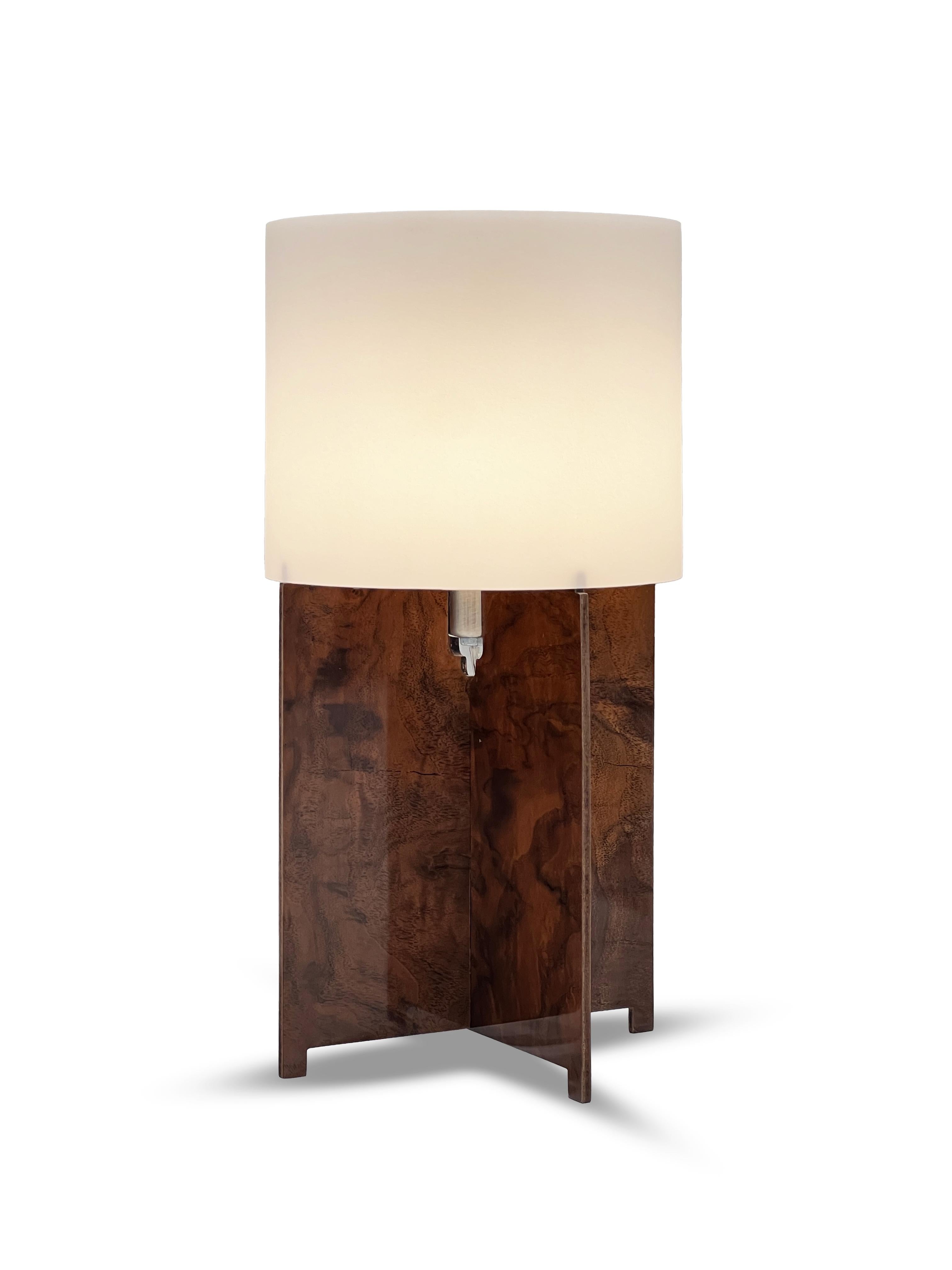Lumix Table Lamp Walnut Wood — side angle
