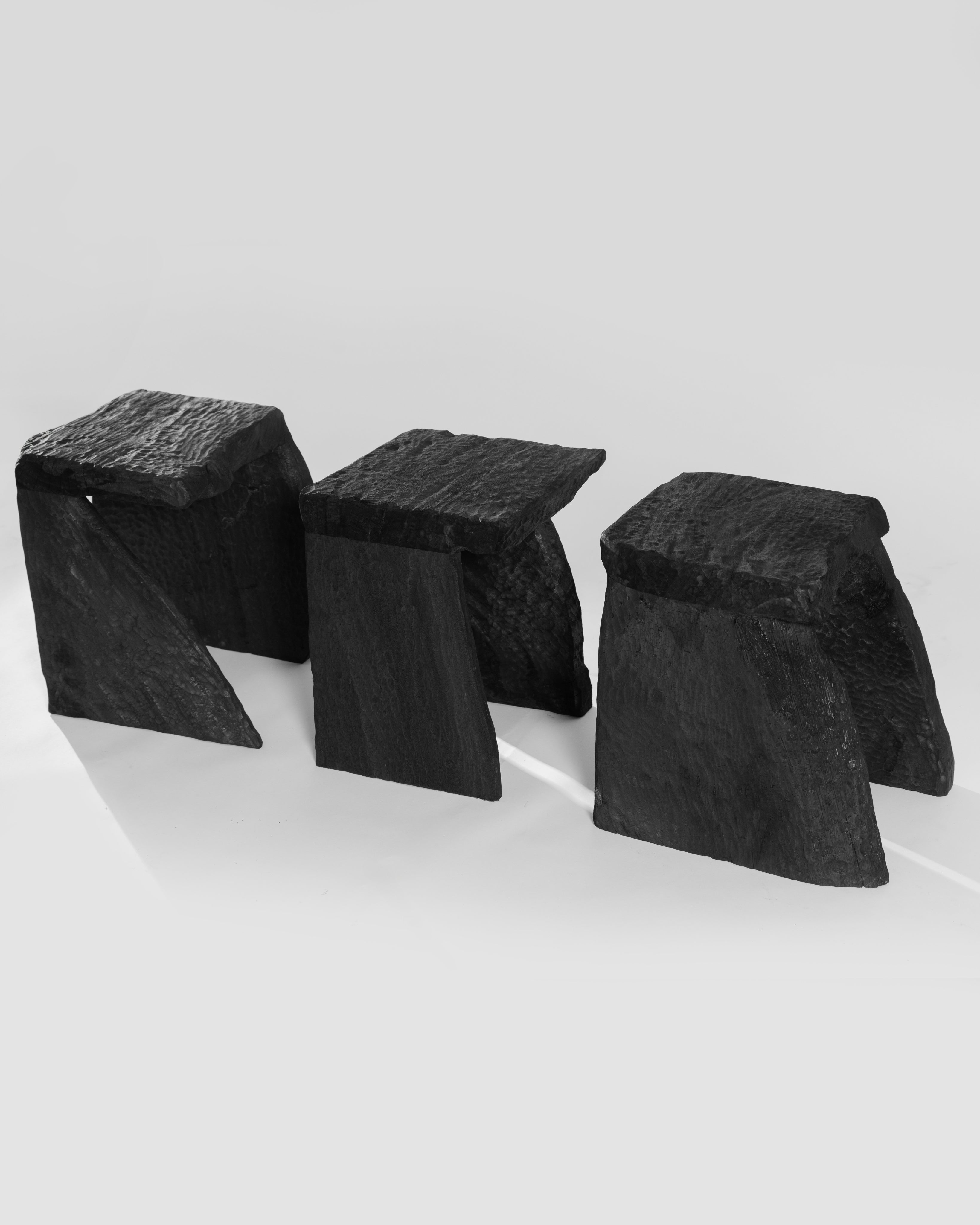 Massif Carved Stool in Eucalyptus Wood — view 9