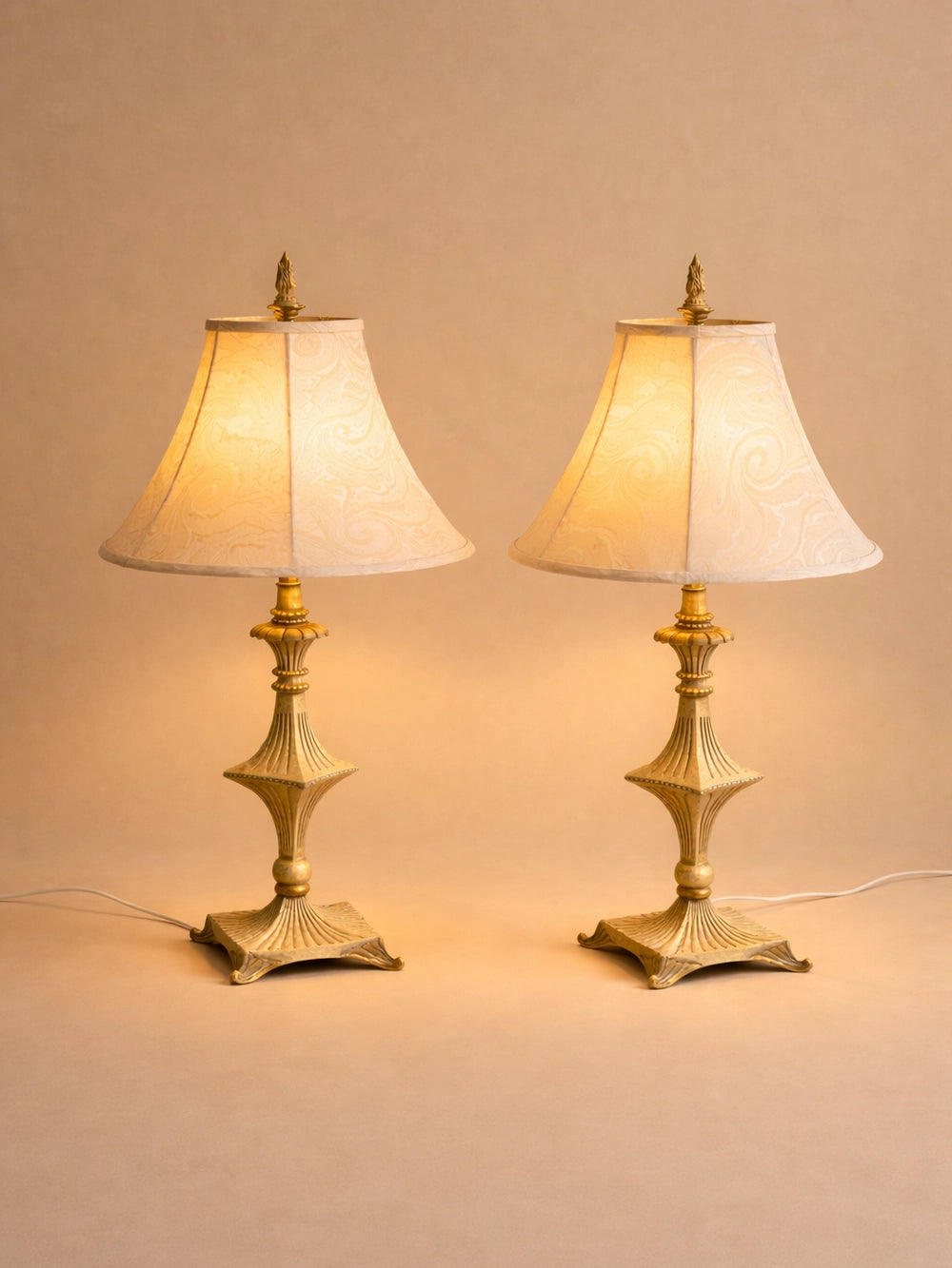 1940s Paris Fluted Pyramid & Swirl Relief Lamp — close-up
