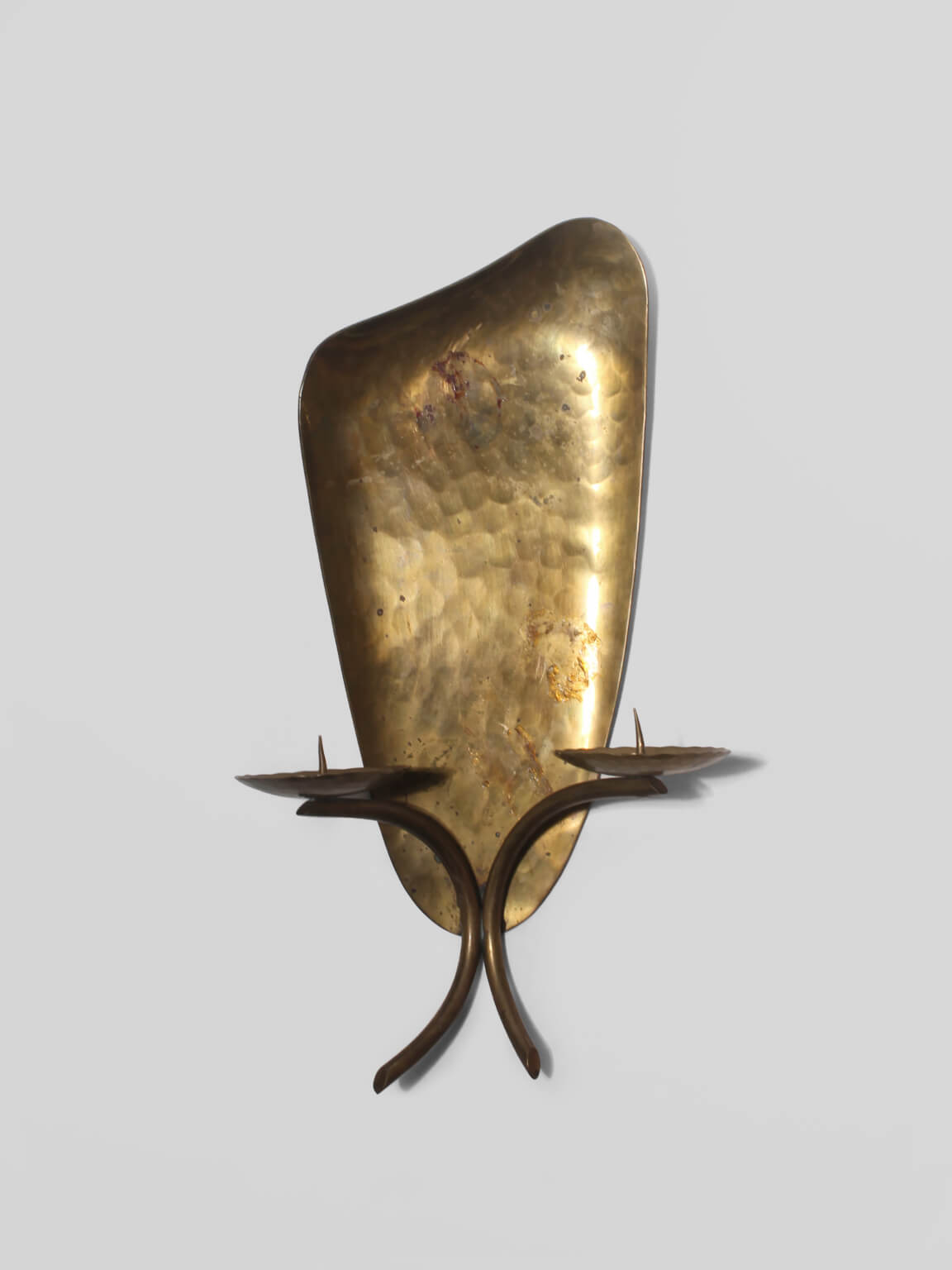 L.F. Funk Hand Hammered Brass Wall Candle Sconce, Neuruppin, Germany by Vintage Stories | The Oblist