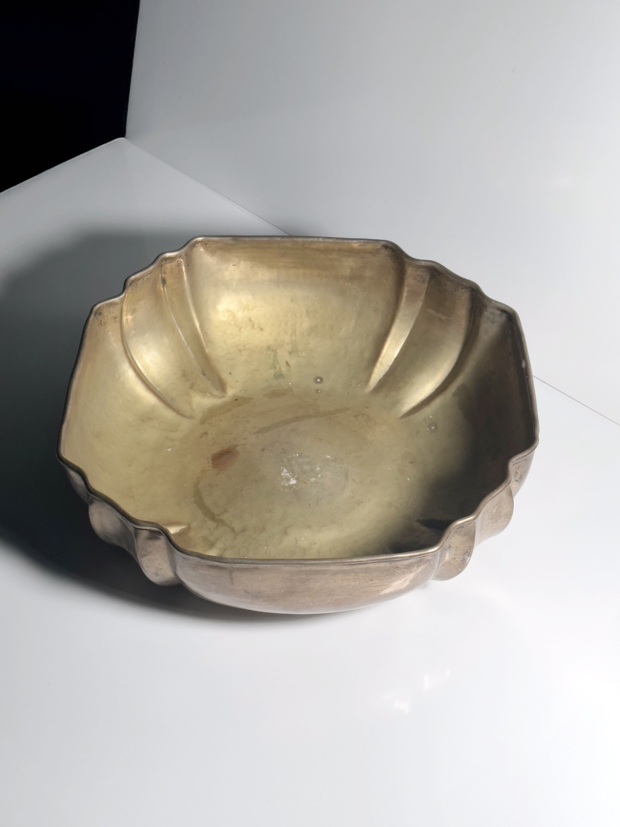 Large Silver Plated Bowl - 1920s — angled view on white surface