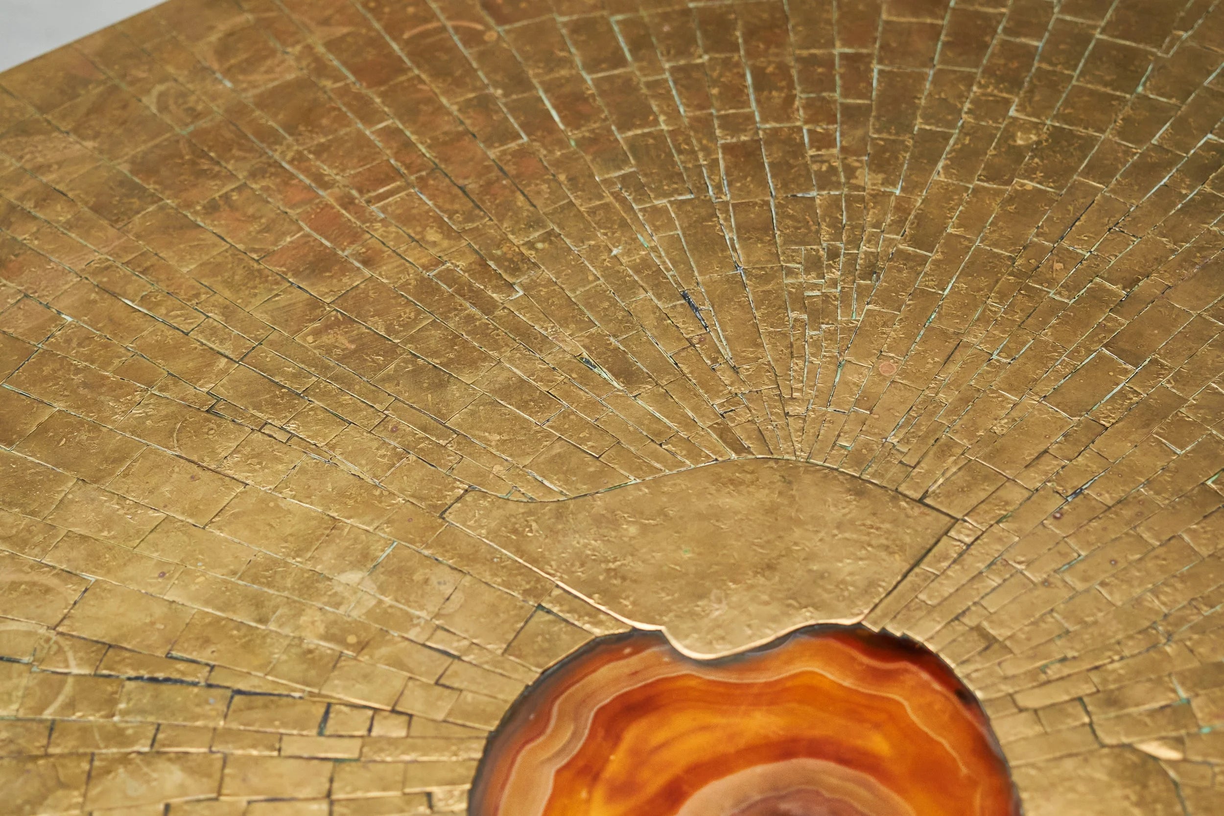 Christian Krekels Art Coffee Table in Inlaid Brass and Agate 1989 — view 9