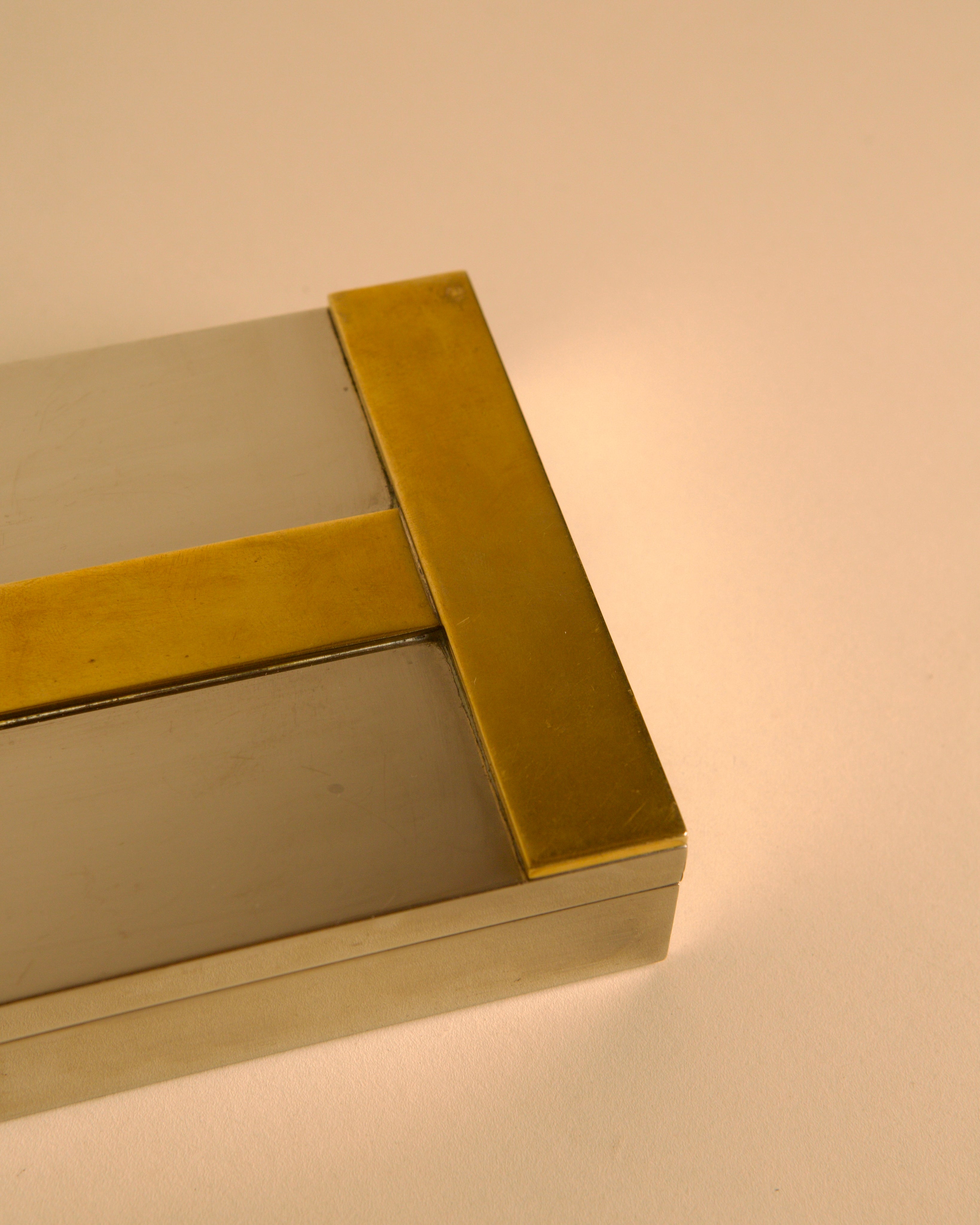 Hermès Paris Silver-Plated and Brass Box by Ravinet d'Enfert, France 1960s — close-up
