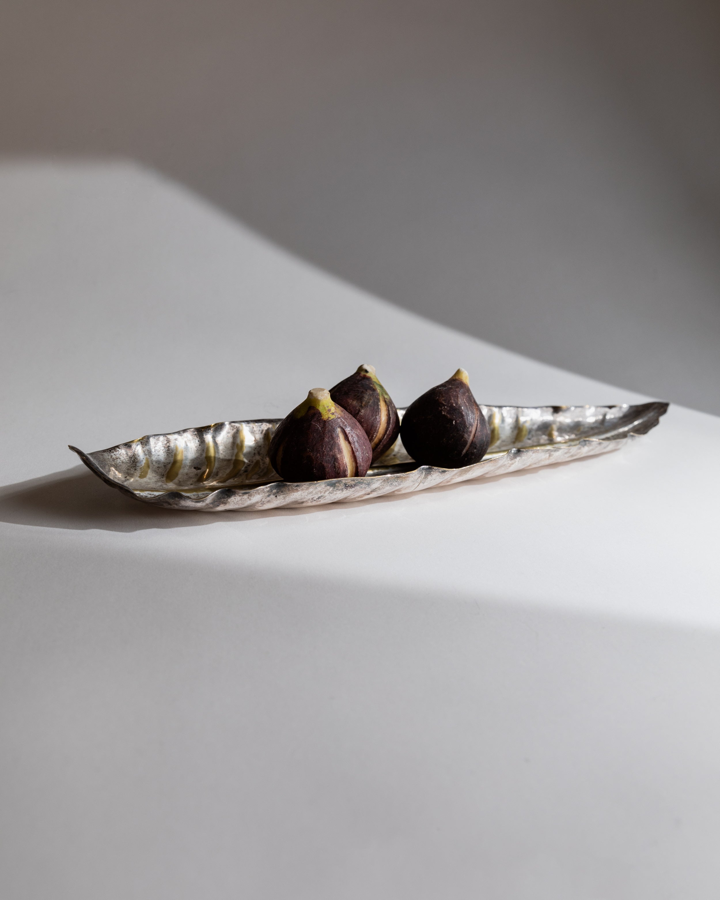 Bol Feuille Plaqué Argent, Italie Années 1970