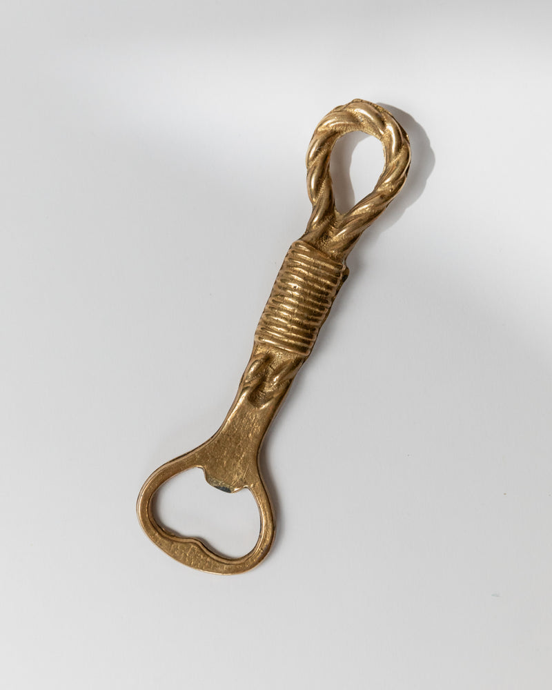 Vintage brass bottle opener with twisted rope handle, Italy 1960s