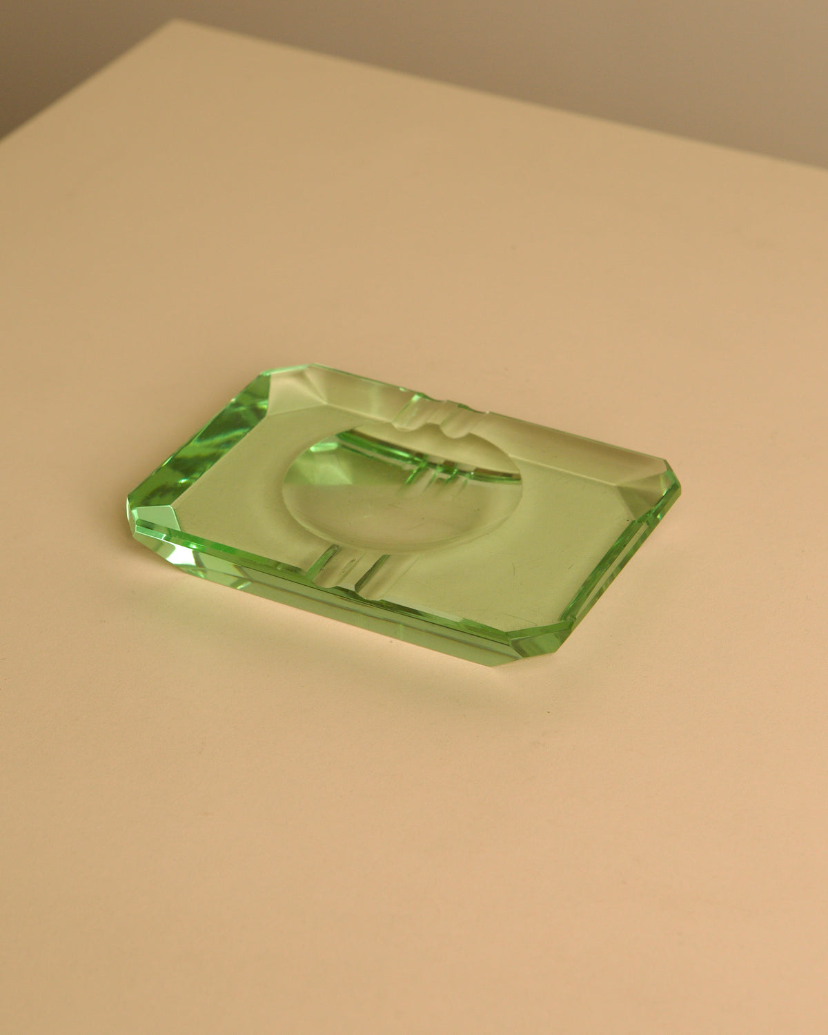 Small Fontana Arte glass ashtray, 1950s — side angle