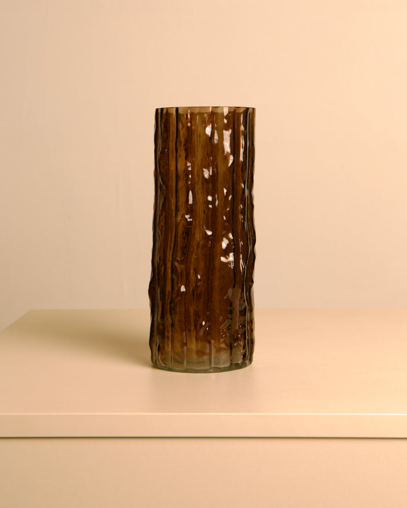 Amber Blown Glass Vase with Bark Texture, Italy, 1980s by Treaptyque | The Oblist
