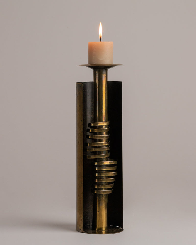 Brutalist Metal Candle Holder by Studio Ecubed | The Oblist — brass and black finish