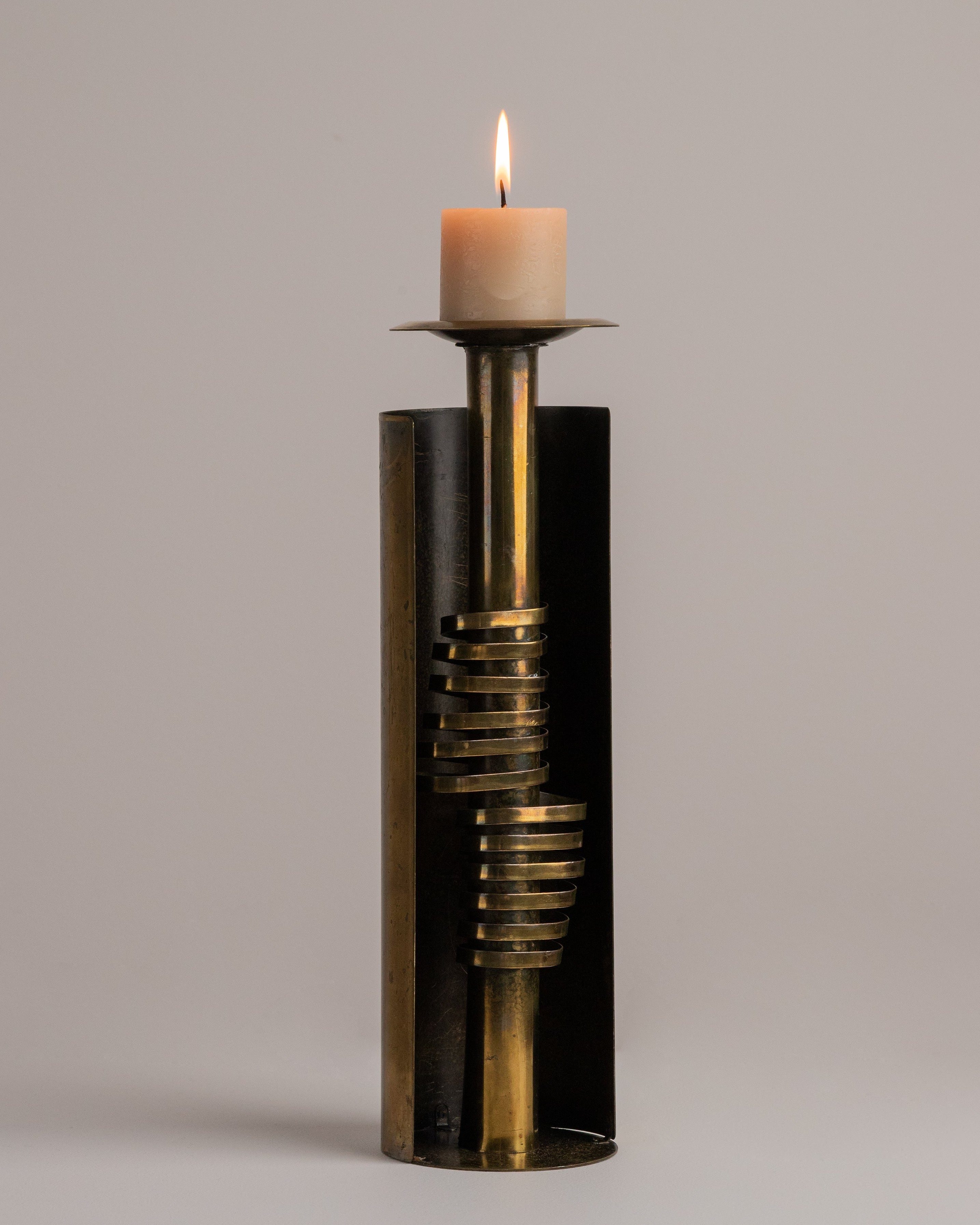 Brutalist Metal Candle Holder by Studio Ecubed | The Oblist — brass and black finish