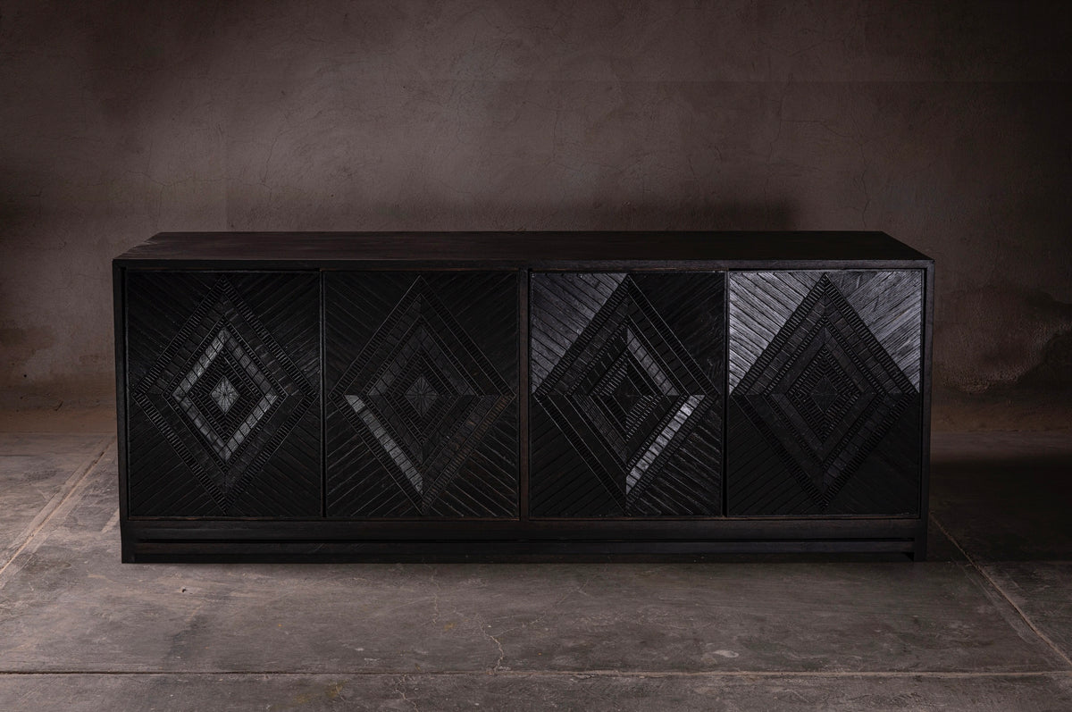 Wirikuta Sidboard Handcrafted Ebonized Solid Oak — detail view