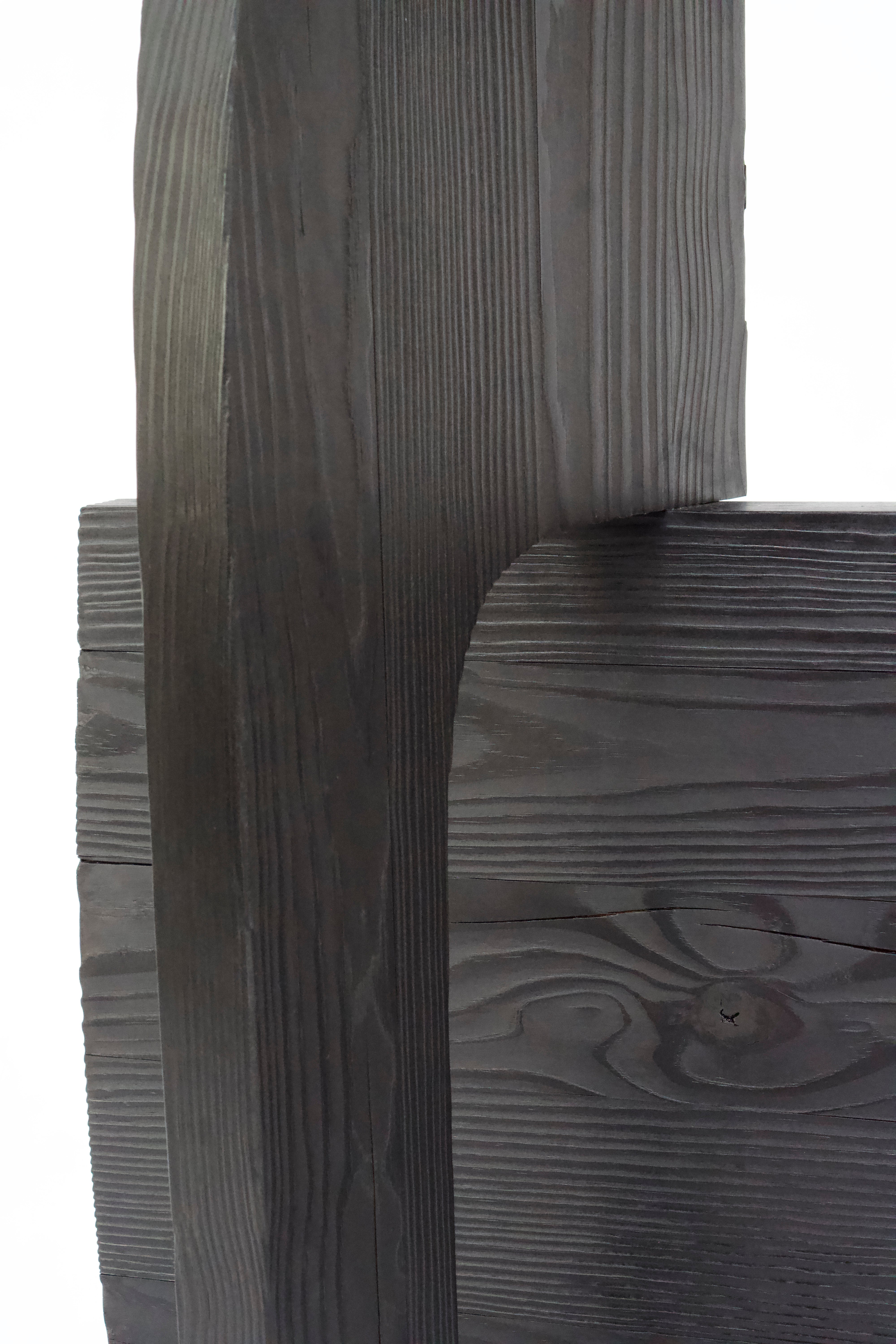 Table console REEF V1 en bois carbonisé