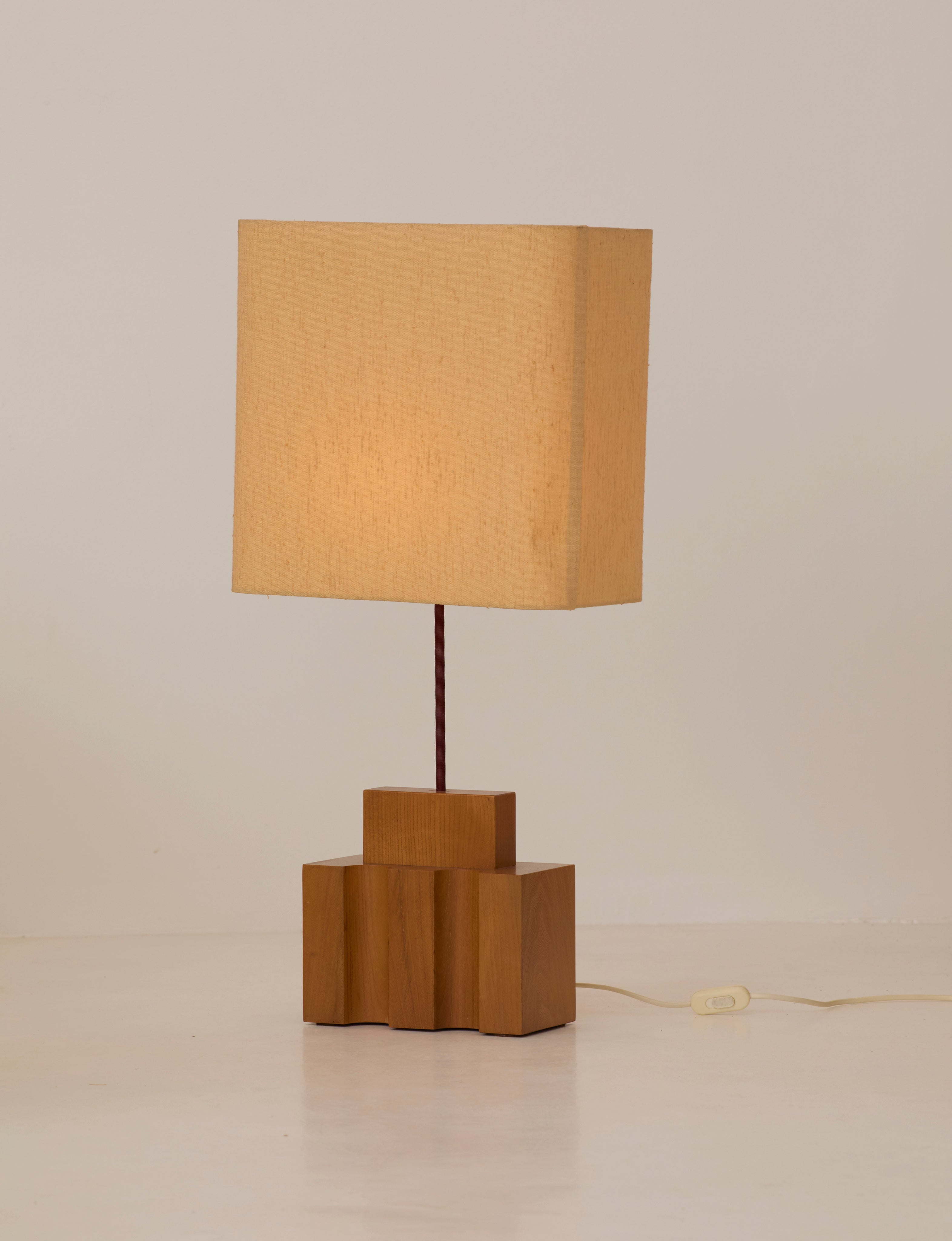 Maison Regain Table Lamp in Solid Elm. Vintage, Circa 1980. — view 9