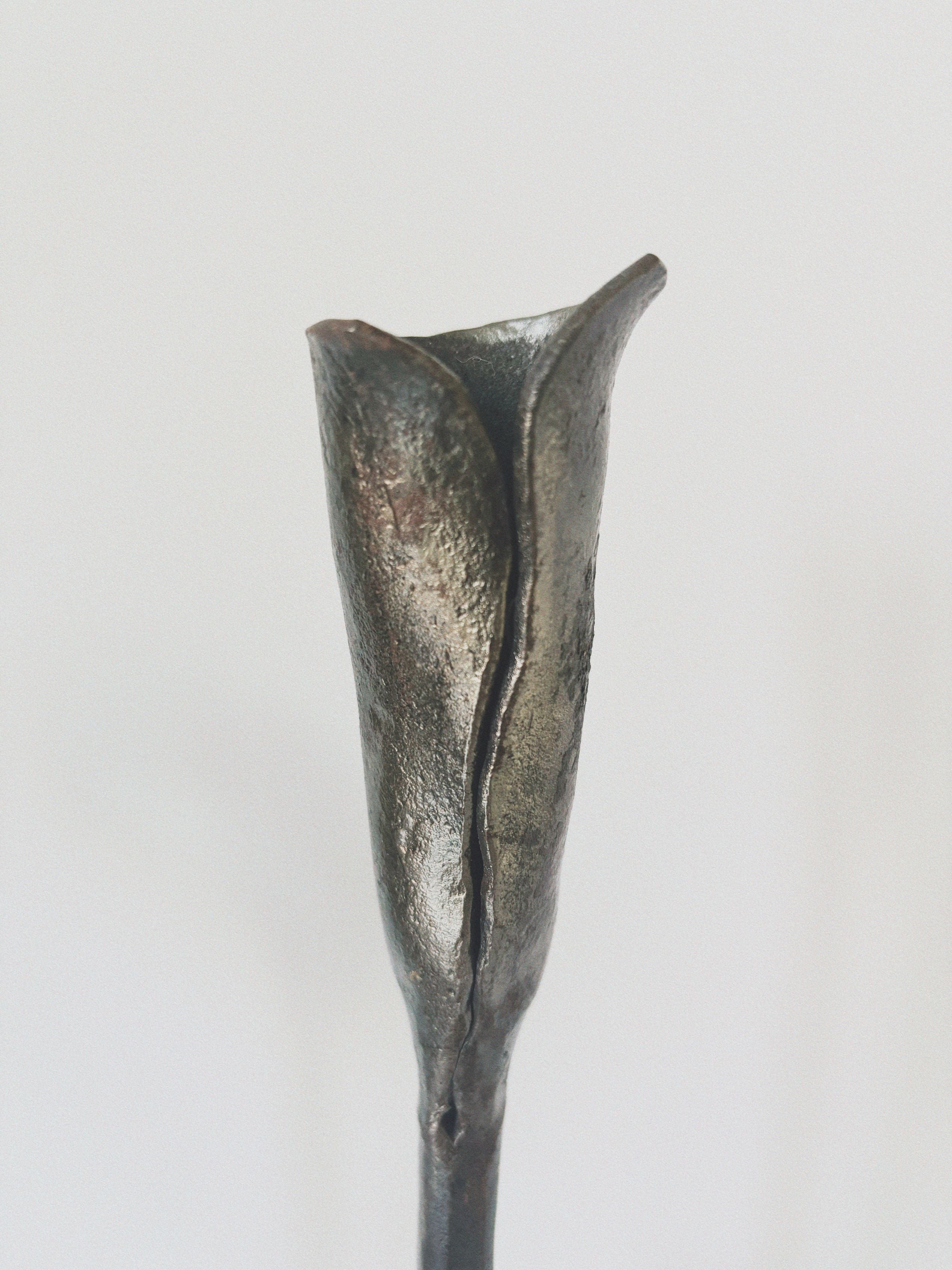 Pair of Forged Steel Artisan Candleholders, Poland — lifestyle setting