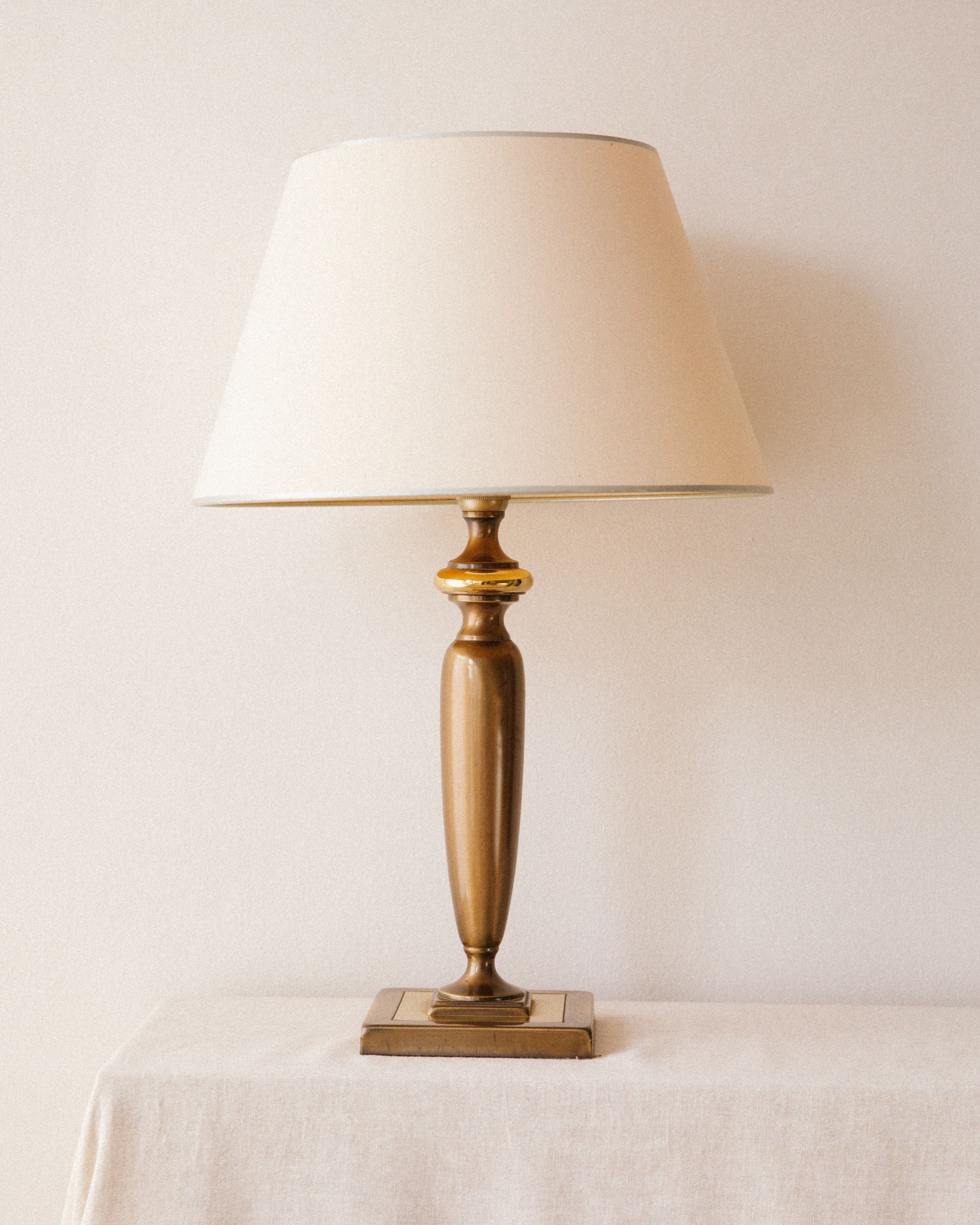 Vintage Table Lamp - Herda Brass Collection by Arcā Collections | The Oblist — brass base, cream shade