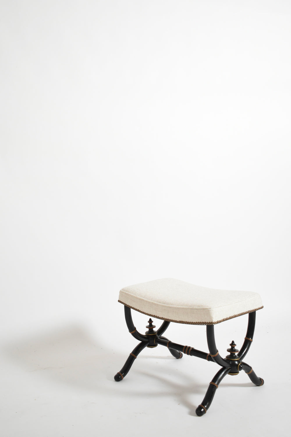 Napoleon III Curule Faux Bamboo Stool, XIXth c. — lifestyle setting