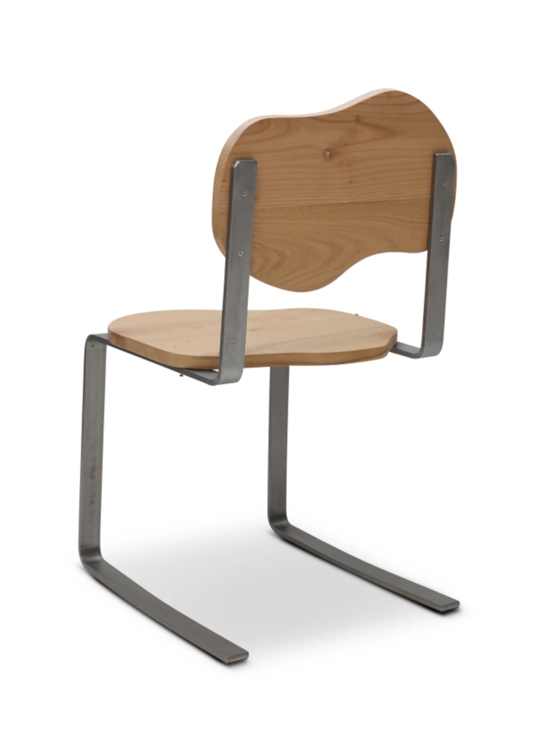 Carmen Chair' in Chestnut Wood by ZAROLAT Studio — back view highlighting curved wooden backrest