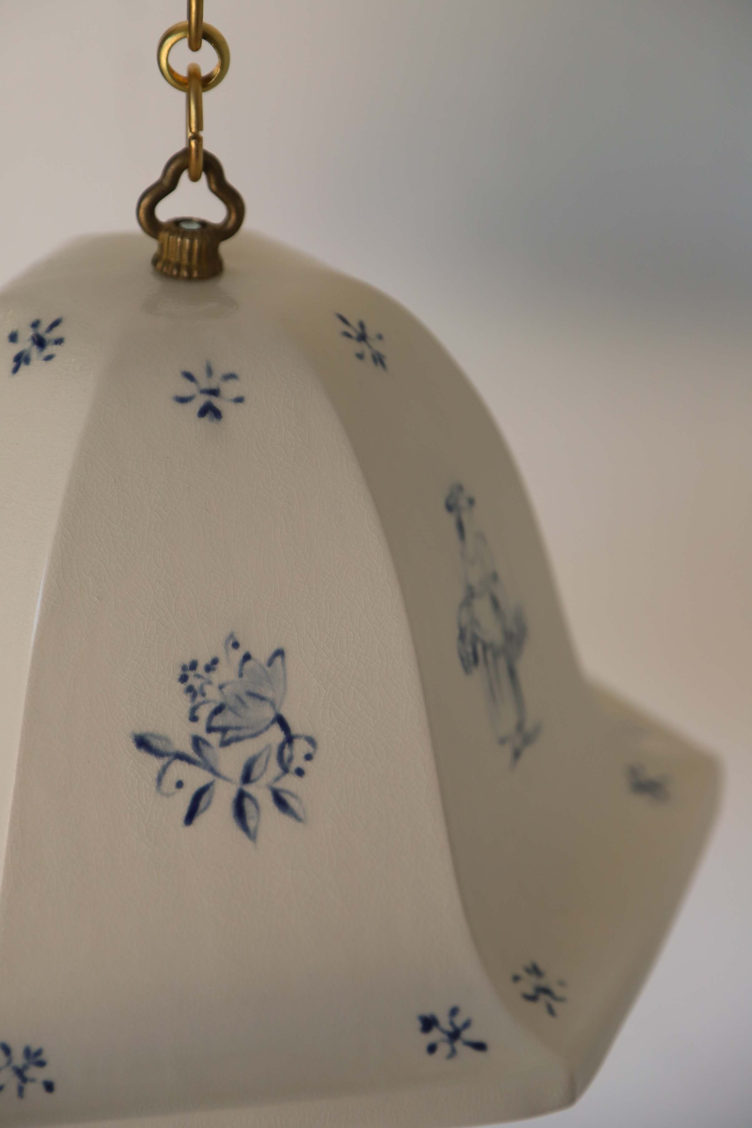 Artist's Edition - Maeve Pendant — close-up of ceramic shade with floral design