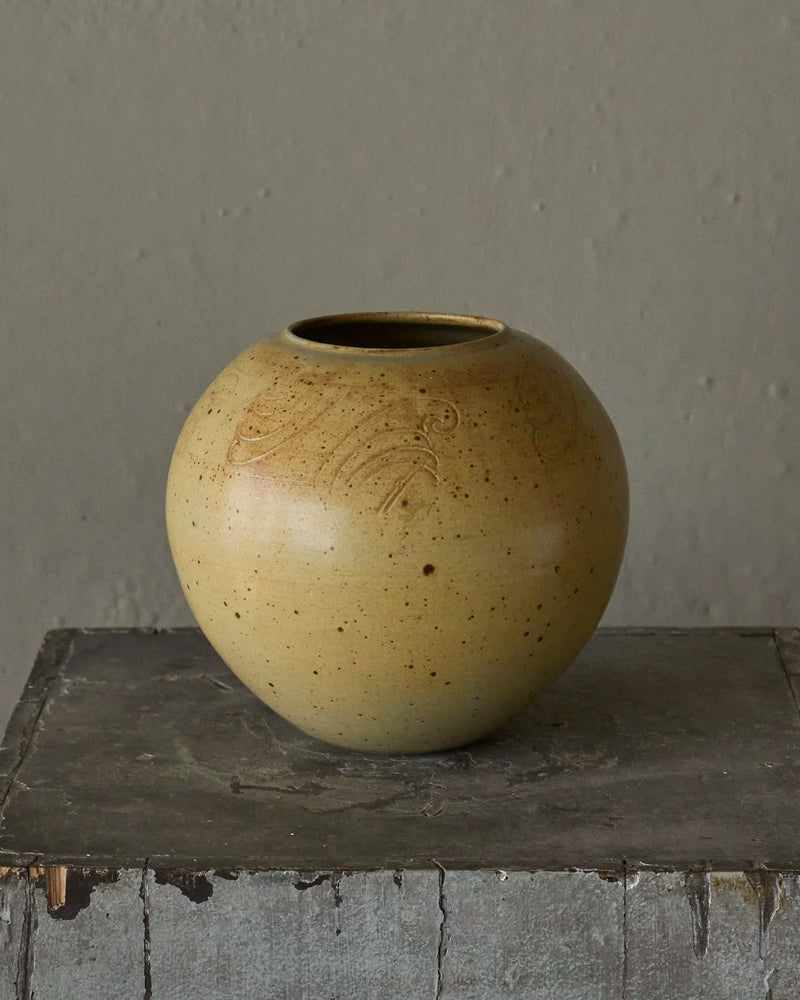 Ochre Yellow Art Deco Studio Pottery Vase Europe 1940s by ORNAMENTUM | The Oblist