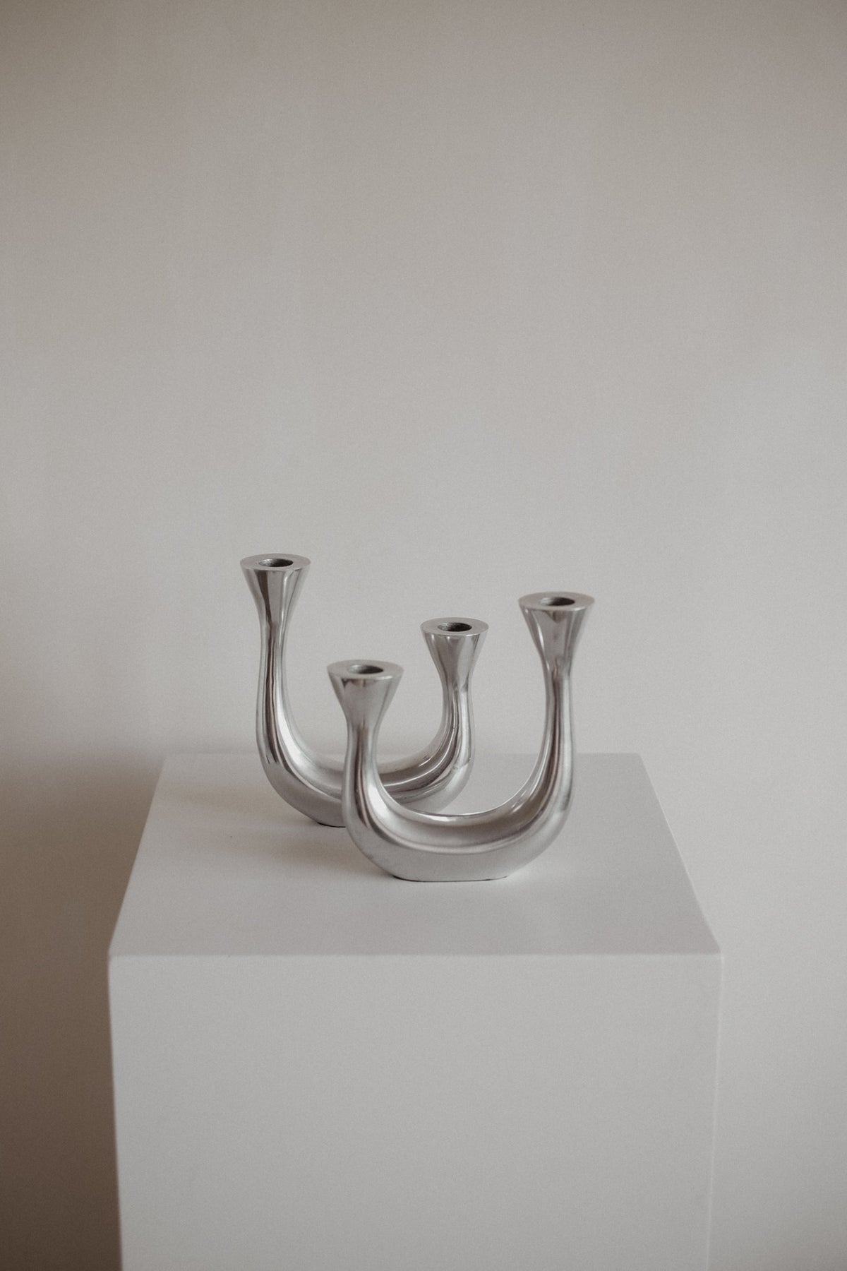 Sculptural Harmony Double Taper Candelabra — alternate view