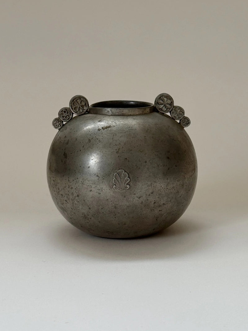 Swedish Grace Spherical Pewter Vase, 1934 by Galerie Storm | The Oblist — handcrafted pewter with decorative accents