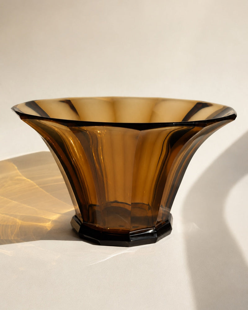 1930s Saint-Louis "Cristaux d’Art" Amber Crystal Art Deco Vase — detail view
