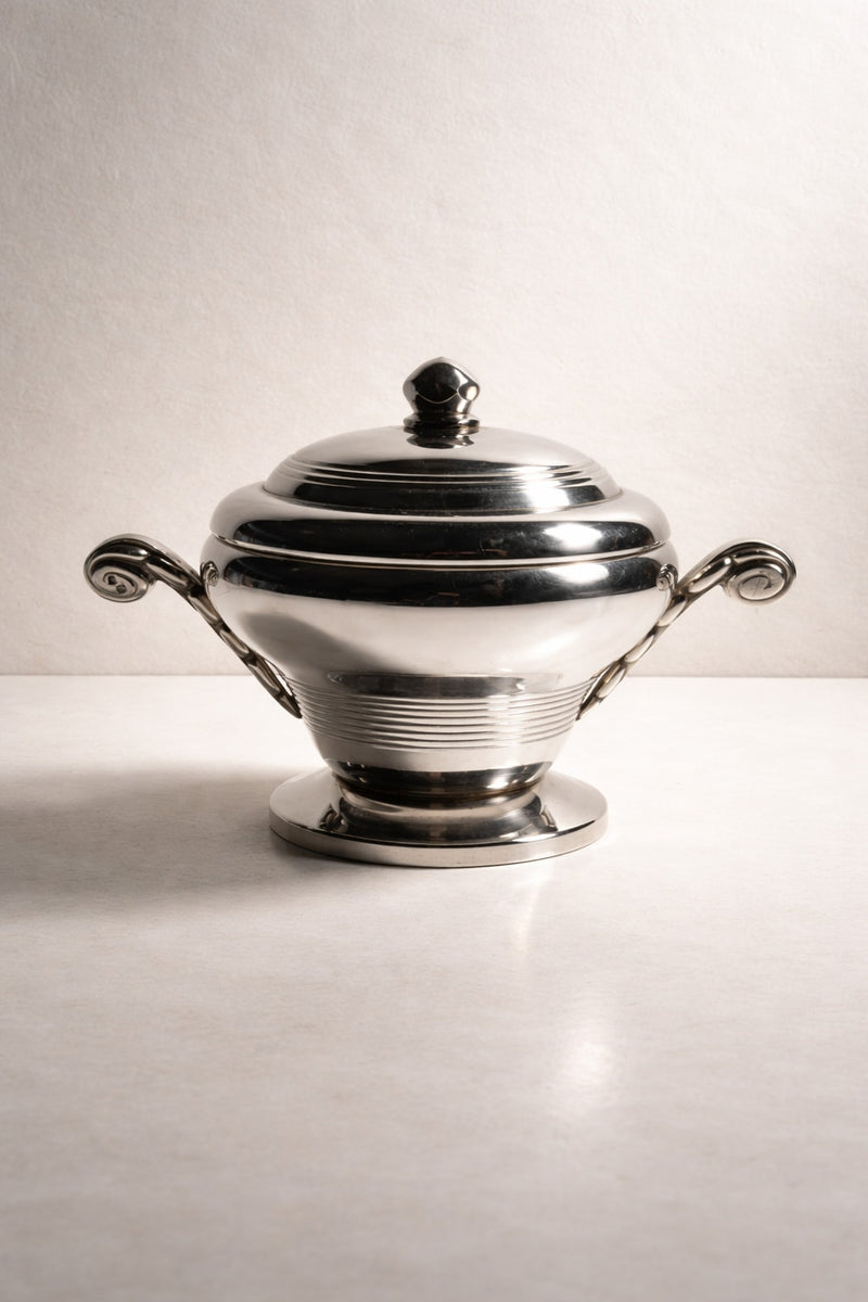 Italian Silver Plated Sugar Bowl - 1930s Art Deco by Dodo Vintage | The Oblist — vintage silver finish