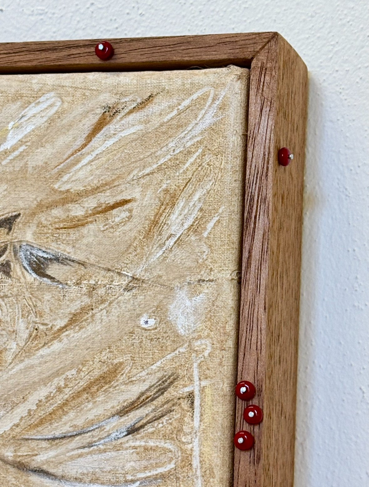 'August' Painting in Wood with Glass beads — lifestyle setting