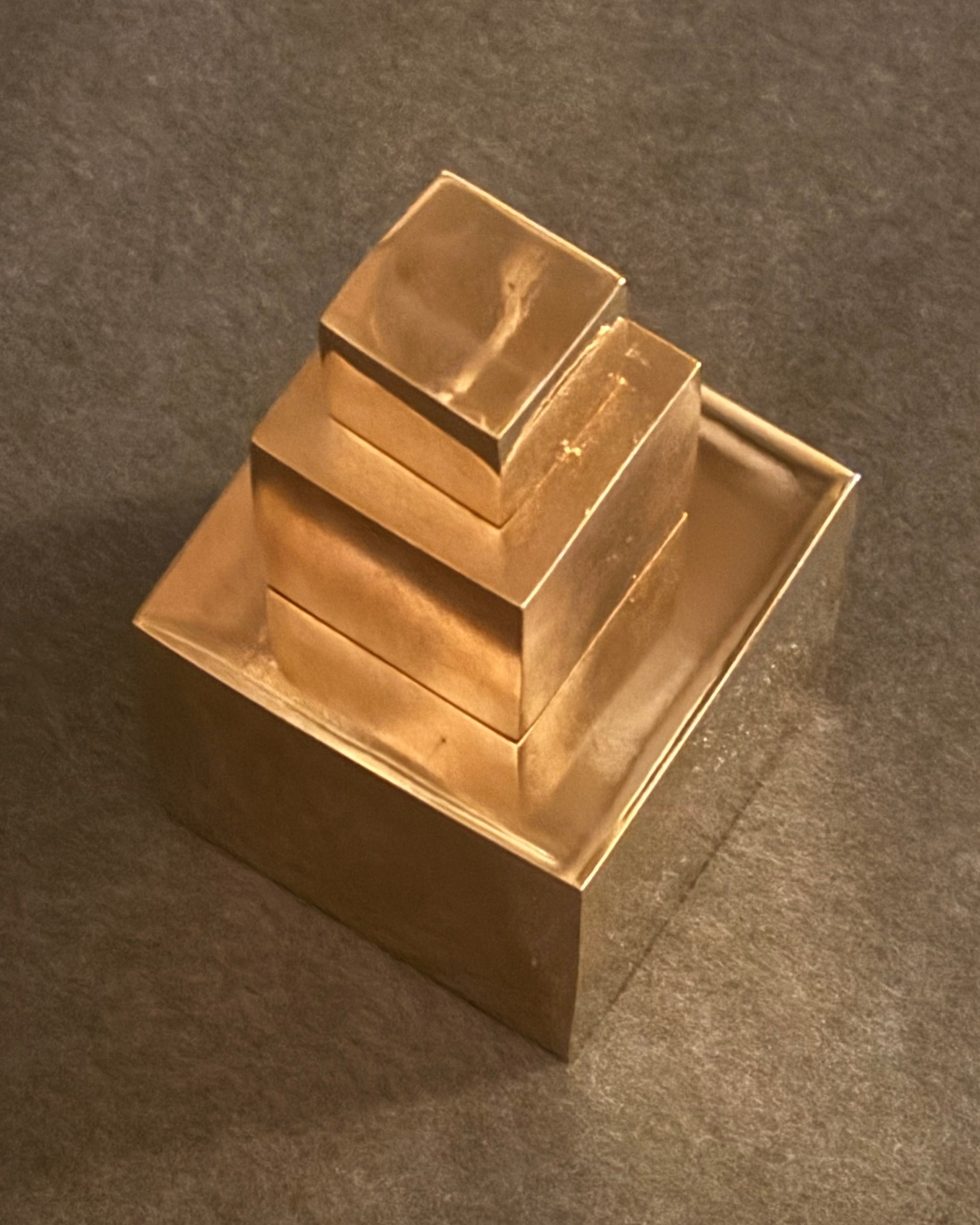 CUBE Cabinet Knob Small — close-up of textured brass detail