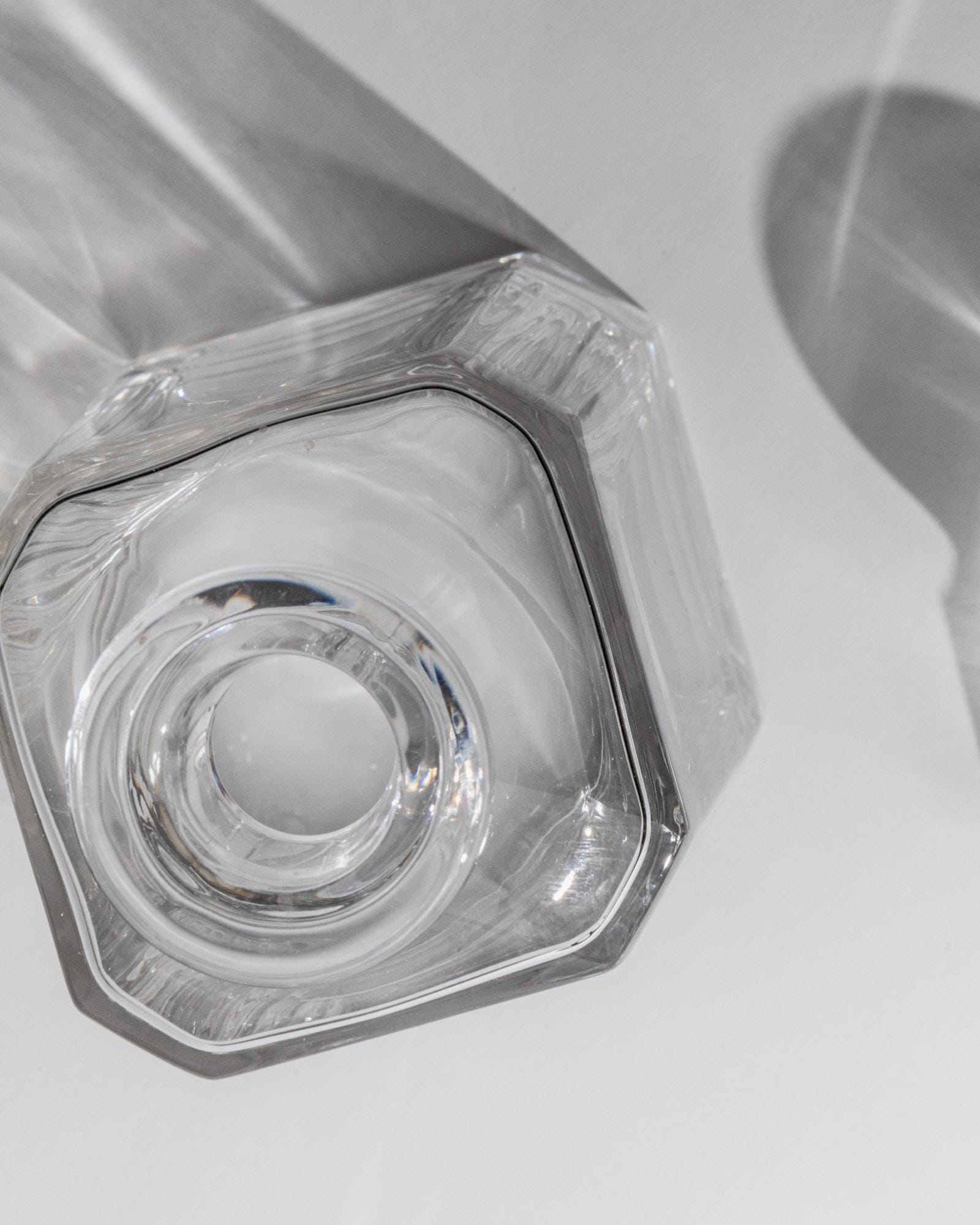 1990s Murano Glass Decanter — top view of clear glass detail