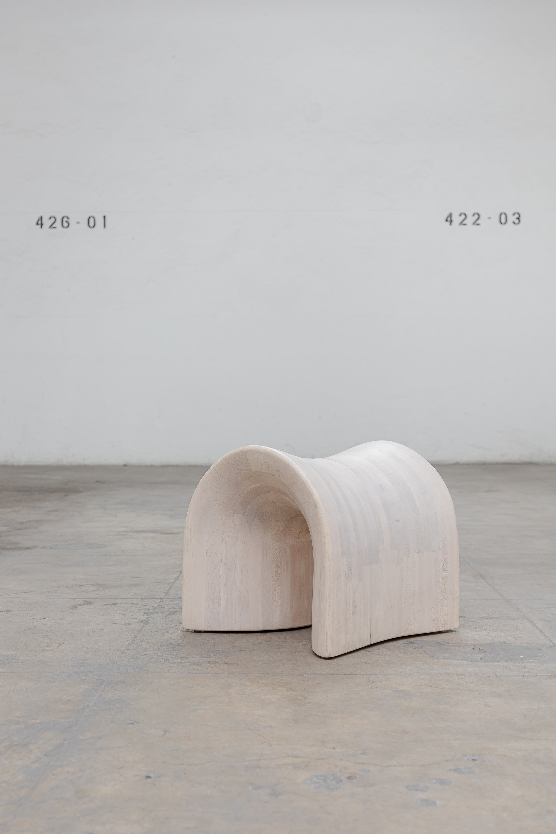 Solid Oak Stool - TORO Series by Daniel Couttolenc, Cream Wash Finish — detail view