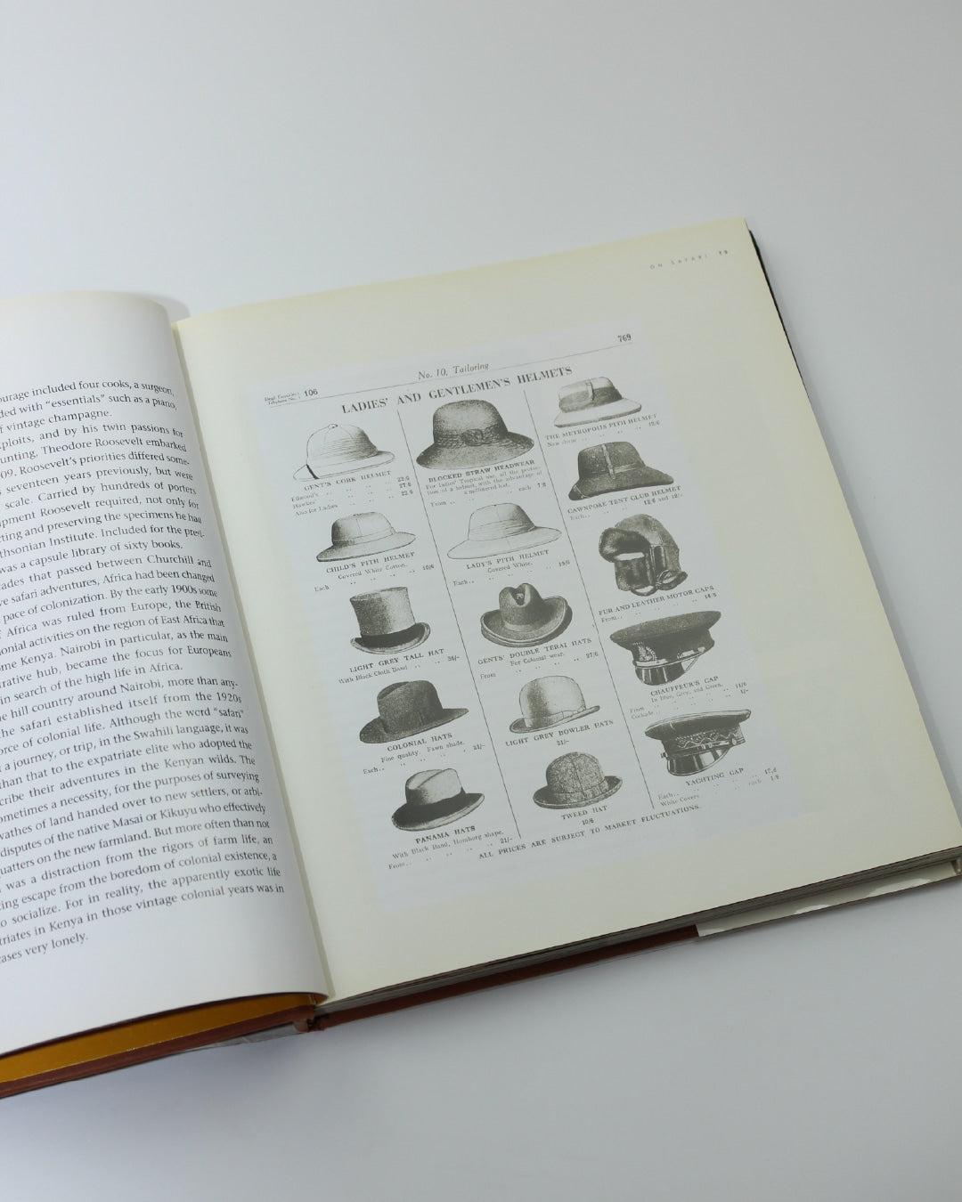 Safari Style — open book page with illustrated hats design