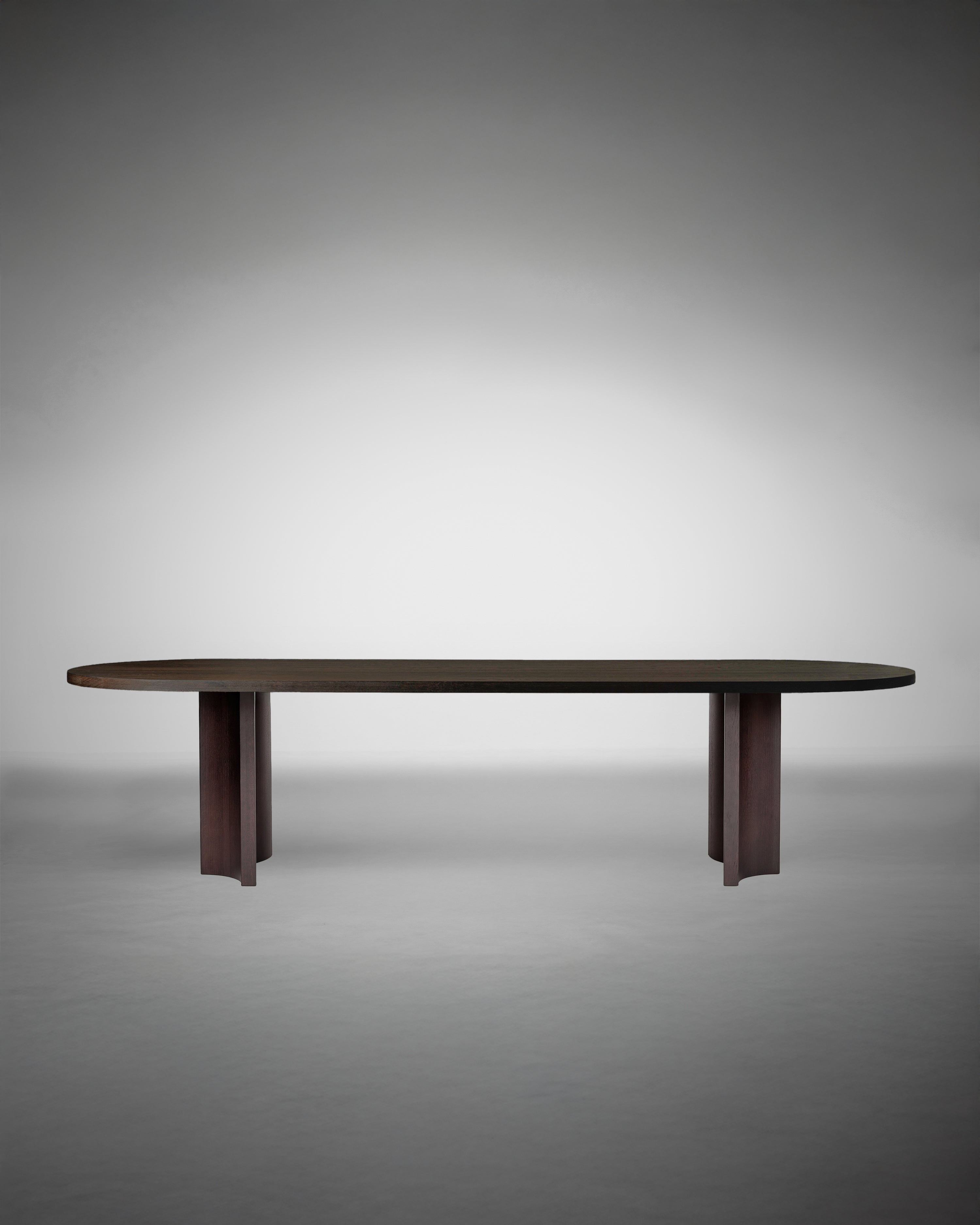 Aperta Capsule Table - Single Base by Mokko | The Oblist — dark wood finish, modern design