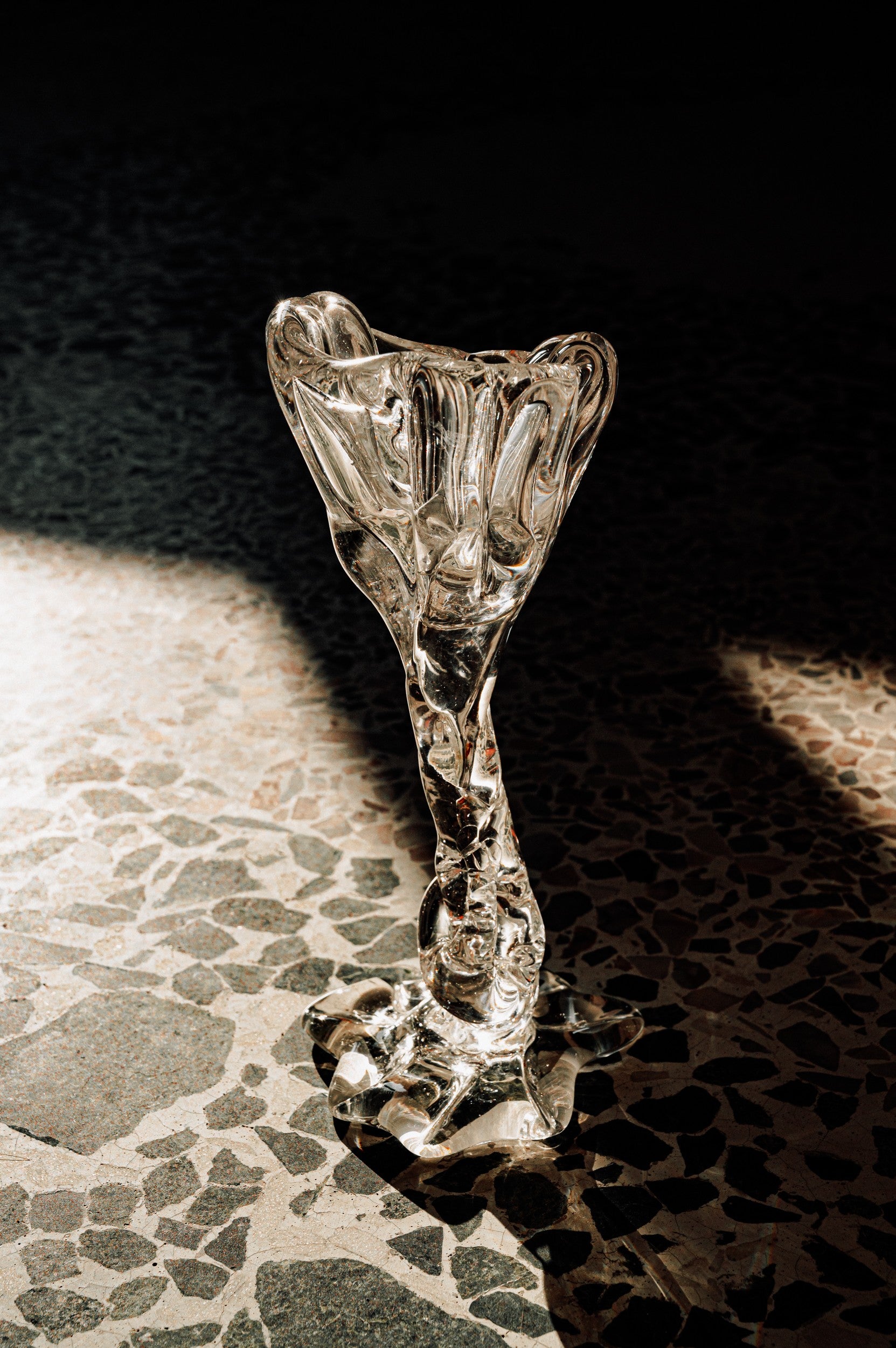 Spiky Cocktail Glass - Transparent — close-up of textured glass surface