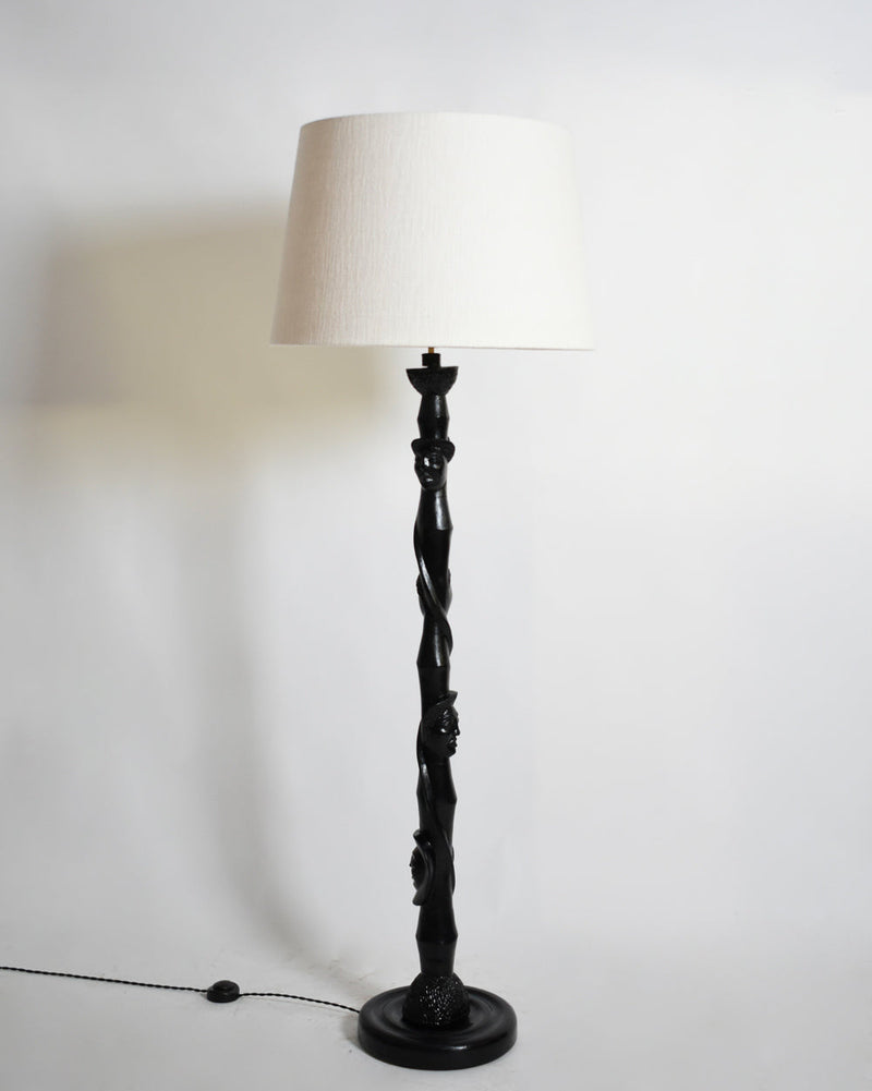 Africanist ebonised wood floor lamp, 1970s by Barracuda Interiors | The Oblist