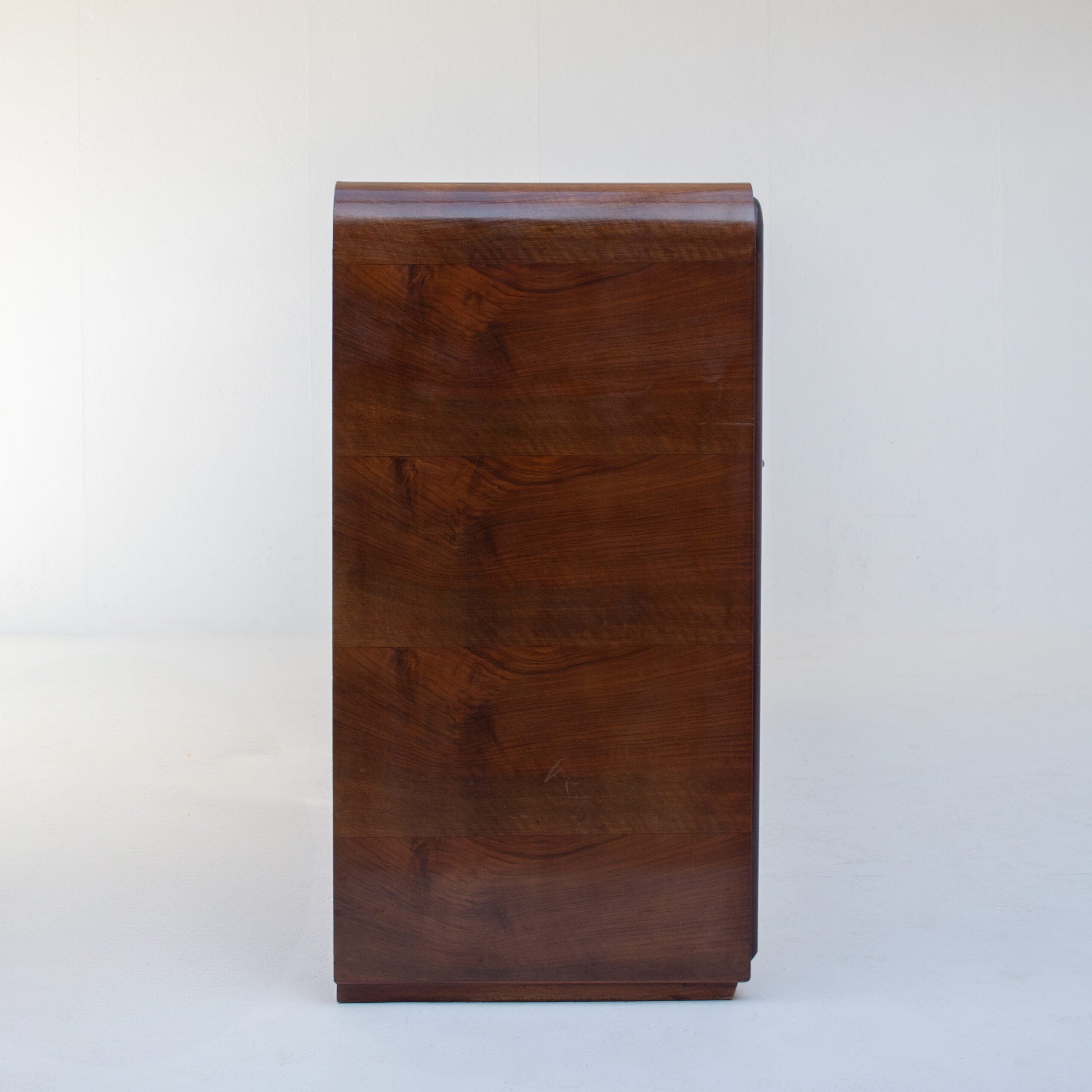 Art Deco Sideboard with Sculptural Veneer Pattern — side angle
