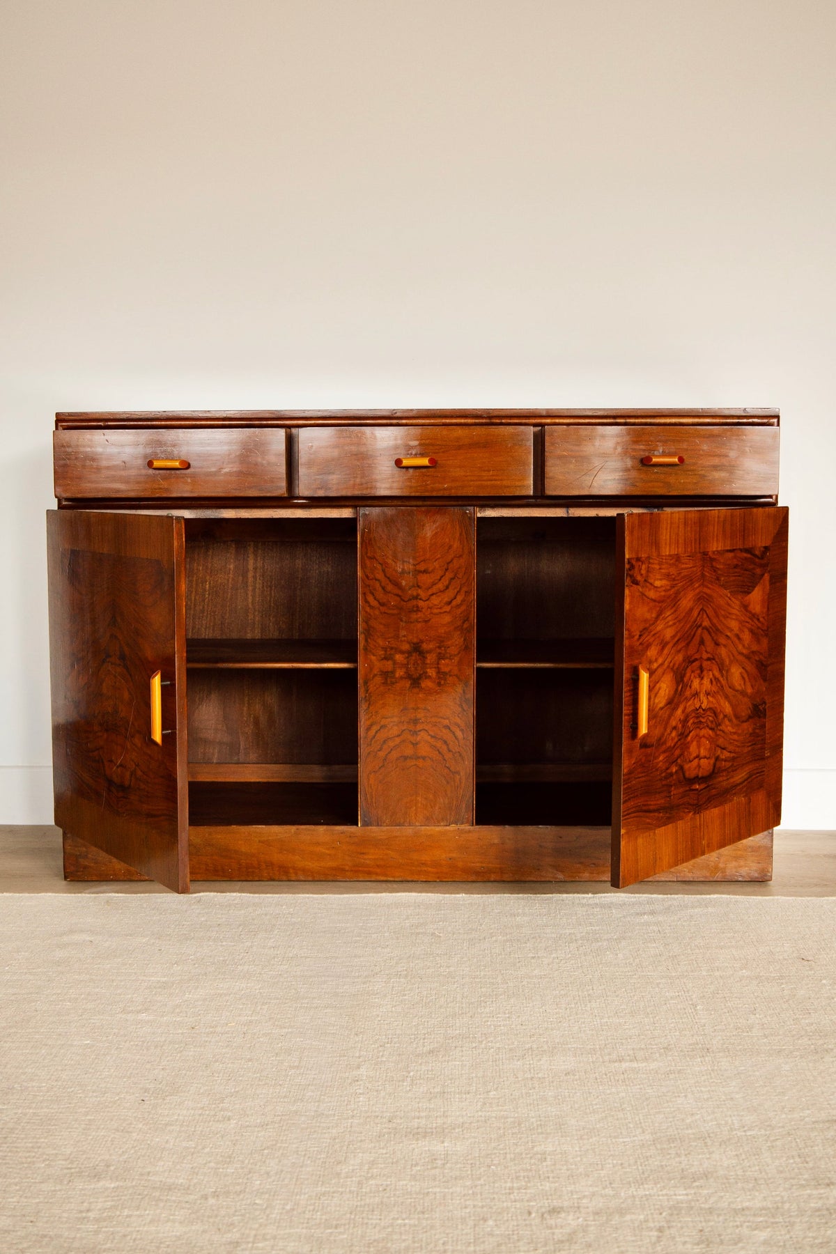 1930s Art Deco Burr Walnut Sideboard — side angle