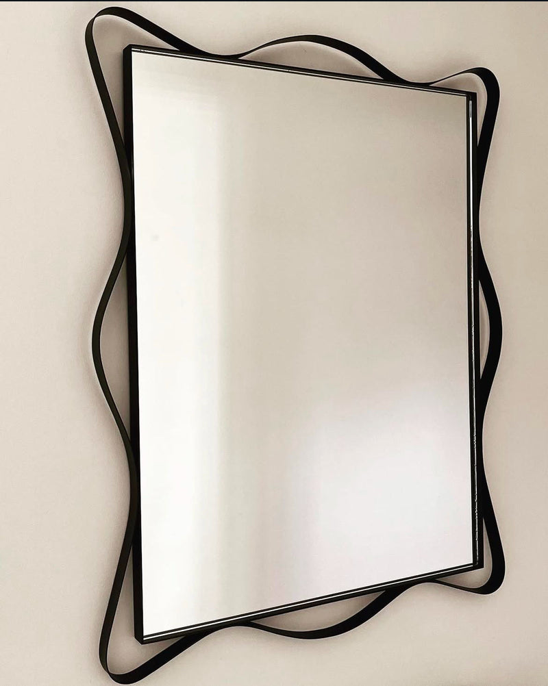 Maud Vaughan Ribbon Mirror — close-up of black ribbon frame