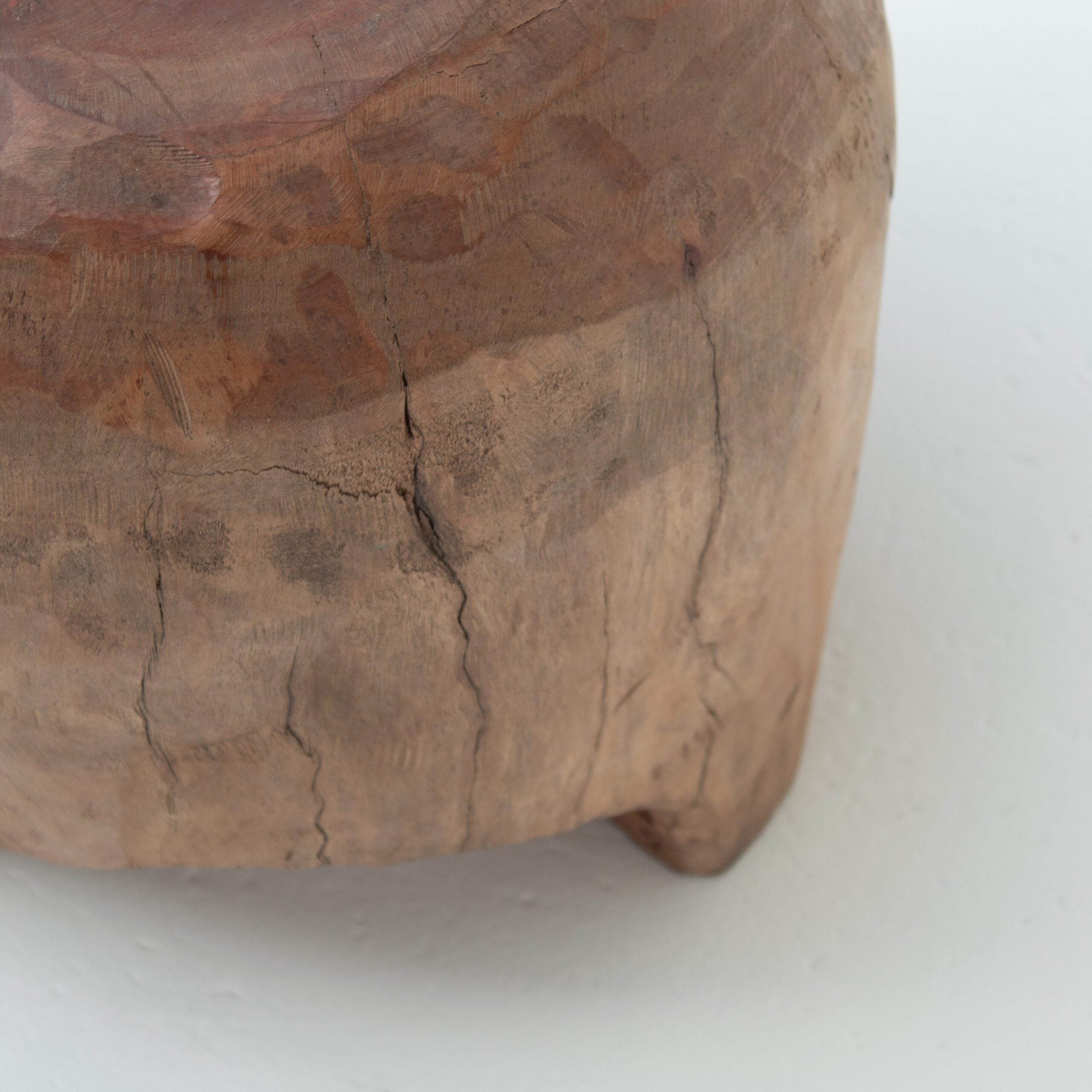 Sculptural Solid Wood Stool in Warm Natural Patina — view 10