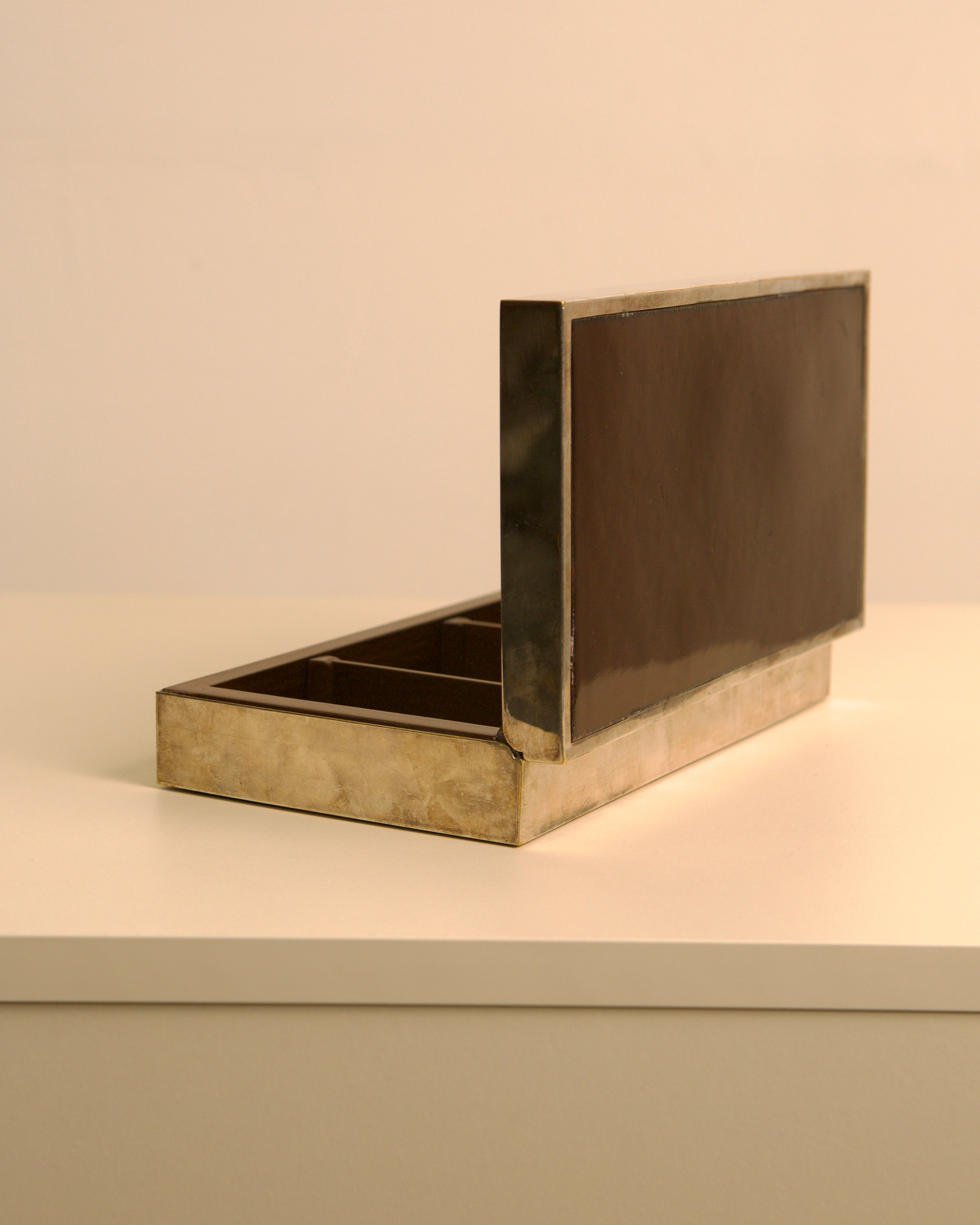 Large Italian Silver and Lacqued Box 70s