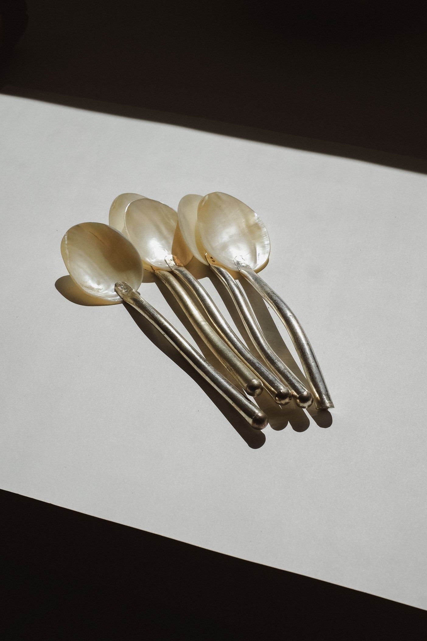 Set of 5 Handmade Mother of Pearl Shell Spoons — alternate view
