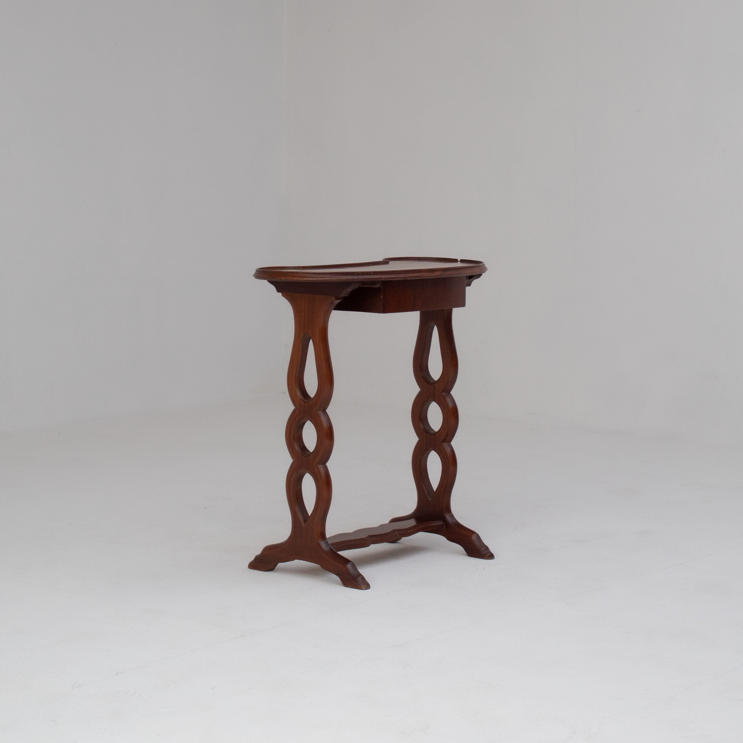 Michel Briard Sculptural Mahogany Side Table with Drawer — side angle