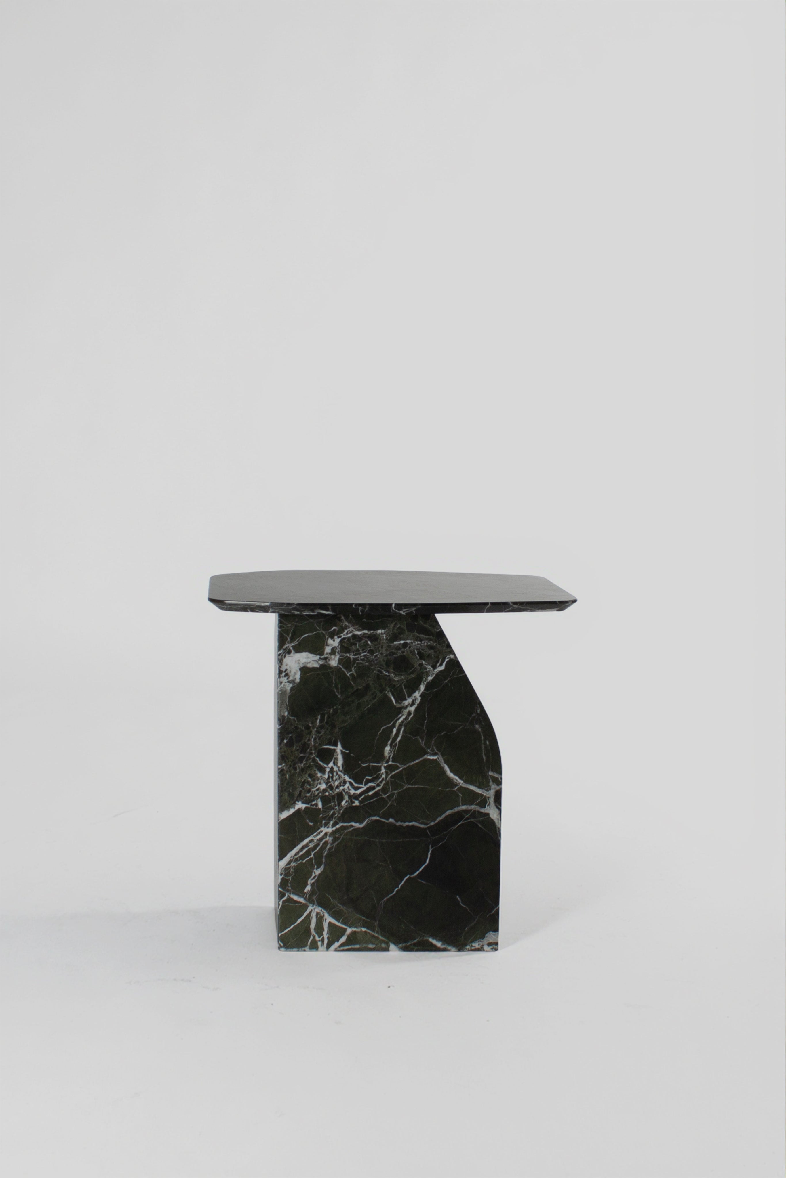 MATERA Side table in marble Verde Lepanto — in context