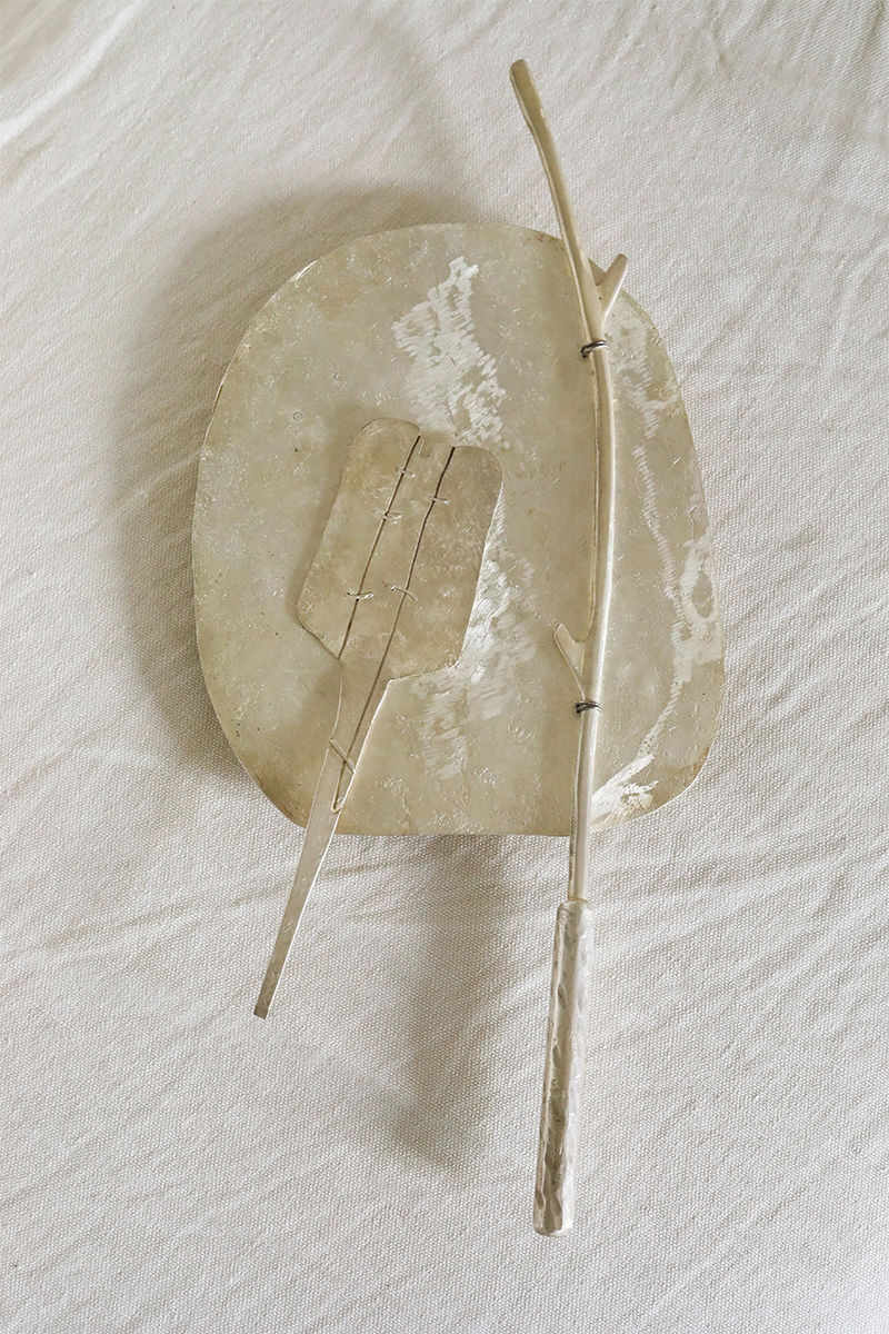 Silver Plated Decorative Dishes — side angle showing textured surface and utensils