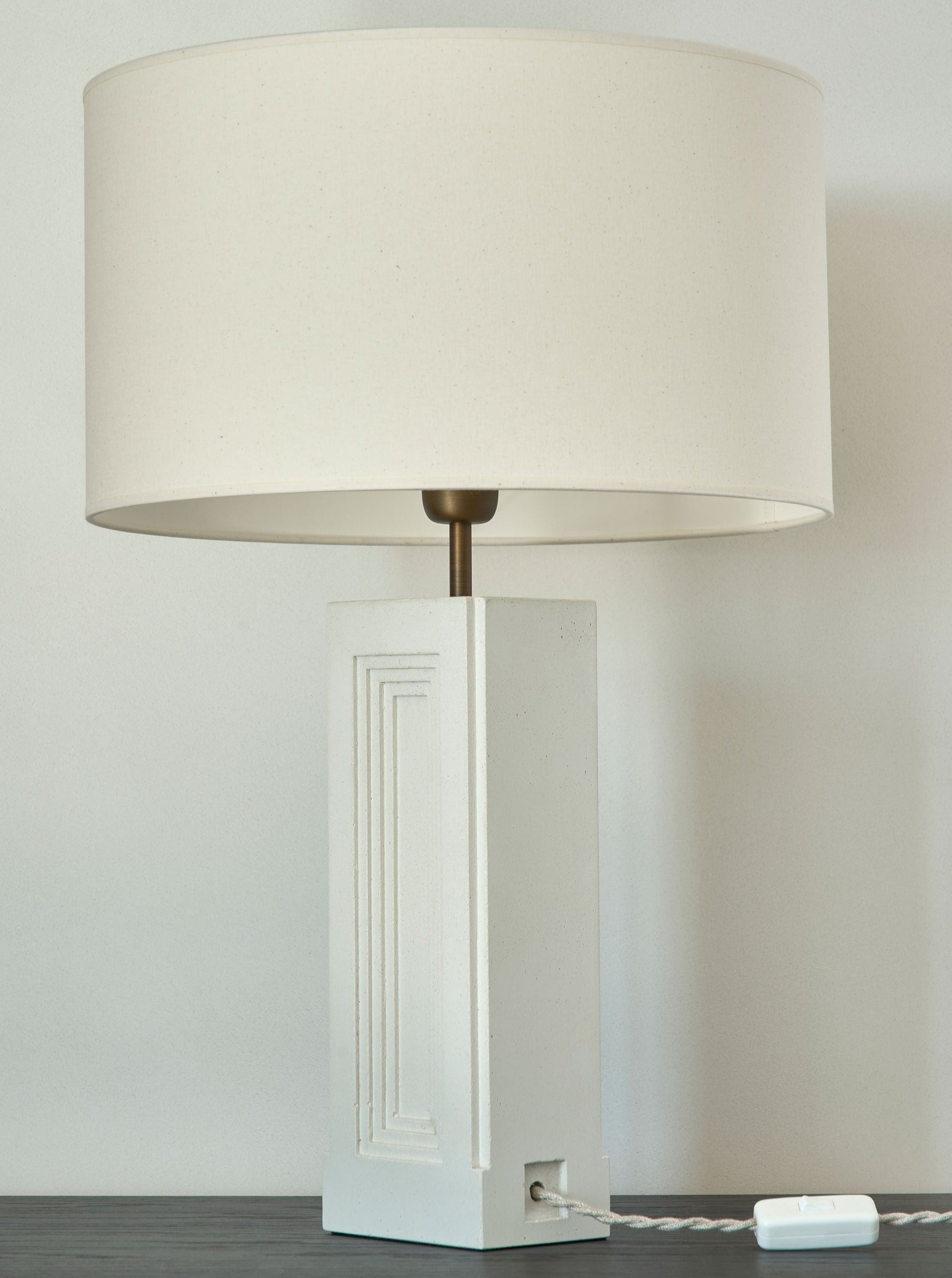 Nini Lamp — side angle showing textured white base and fabric shade