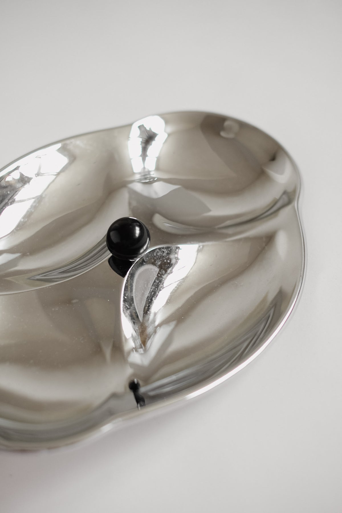 Elegant Mid-Century Vintage Chrome Serving Dish — lifestyle setting