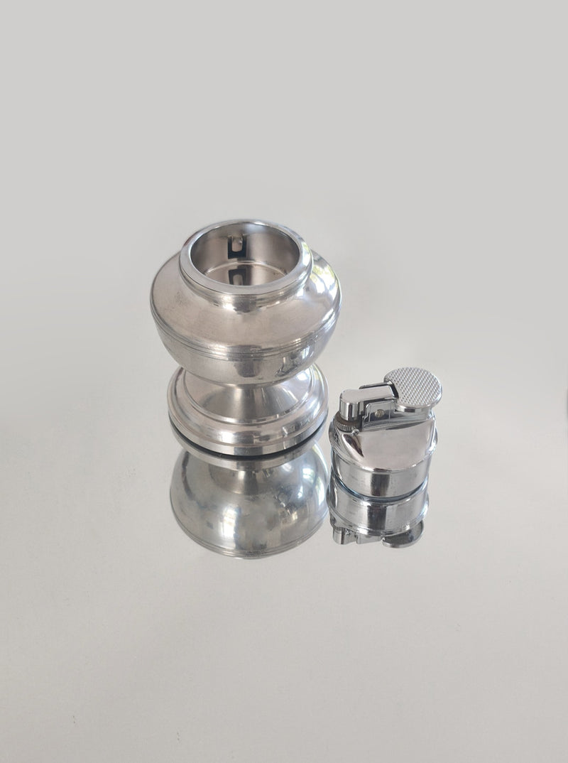 Pewter Lighter — close-up on polished pewter surface