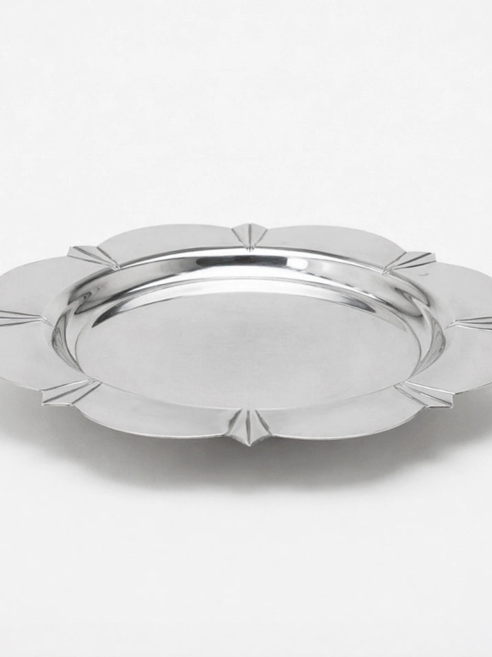 1930s Orfèvrerie Art Deco Silver-Plated Scalloped Fruit & Pastry Bowl — side angle