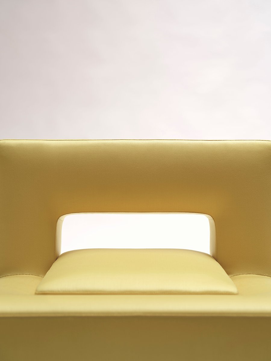 "Soft Block" sculptural Armchair — side angle